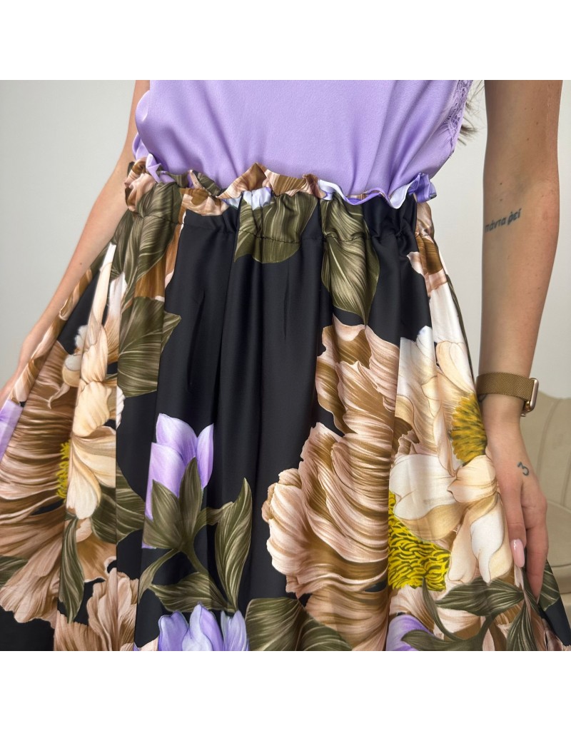 MAXI GONNA FIORI NERA