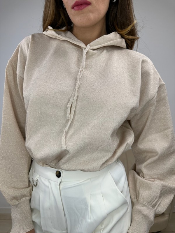 FELPA LUREX CAPPUCCIO BEIGE FELPA LUREX CAPPUCCIO BEIGE