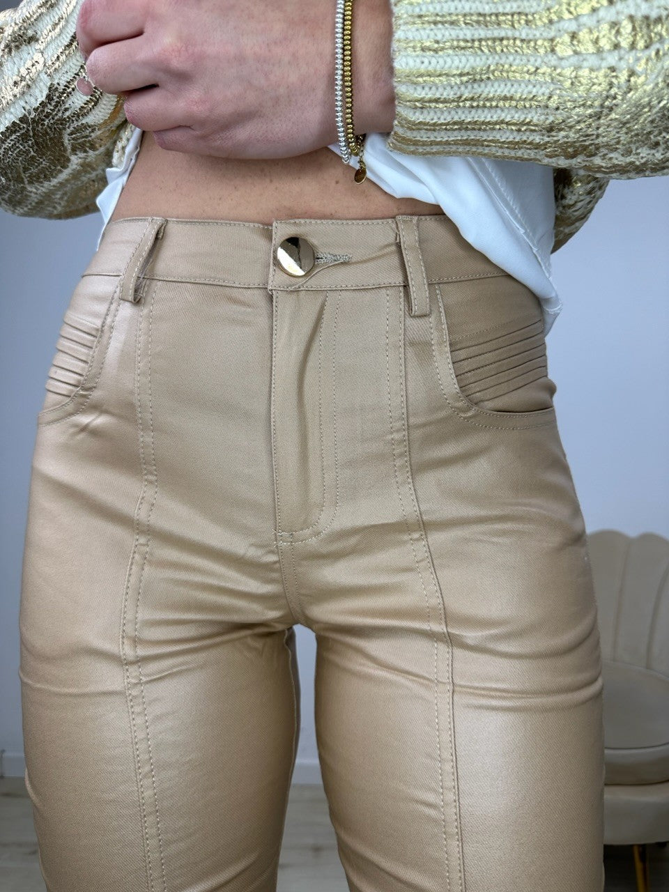 PANTALONI ECOPELLE GIORGIA CAMEL