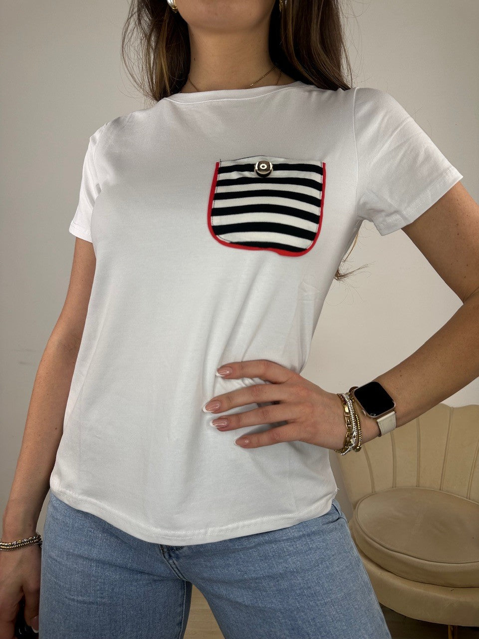 T-SHIRT MARINE BIANCA