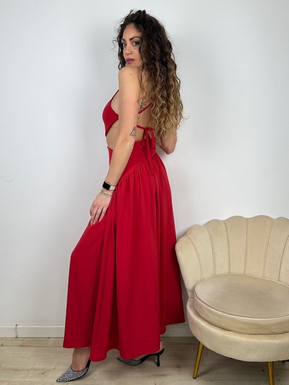LONG DRESS SARAM LUMINA ROSSO