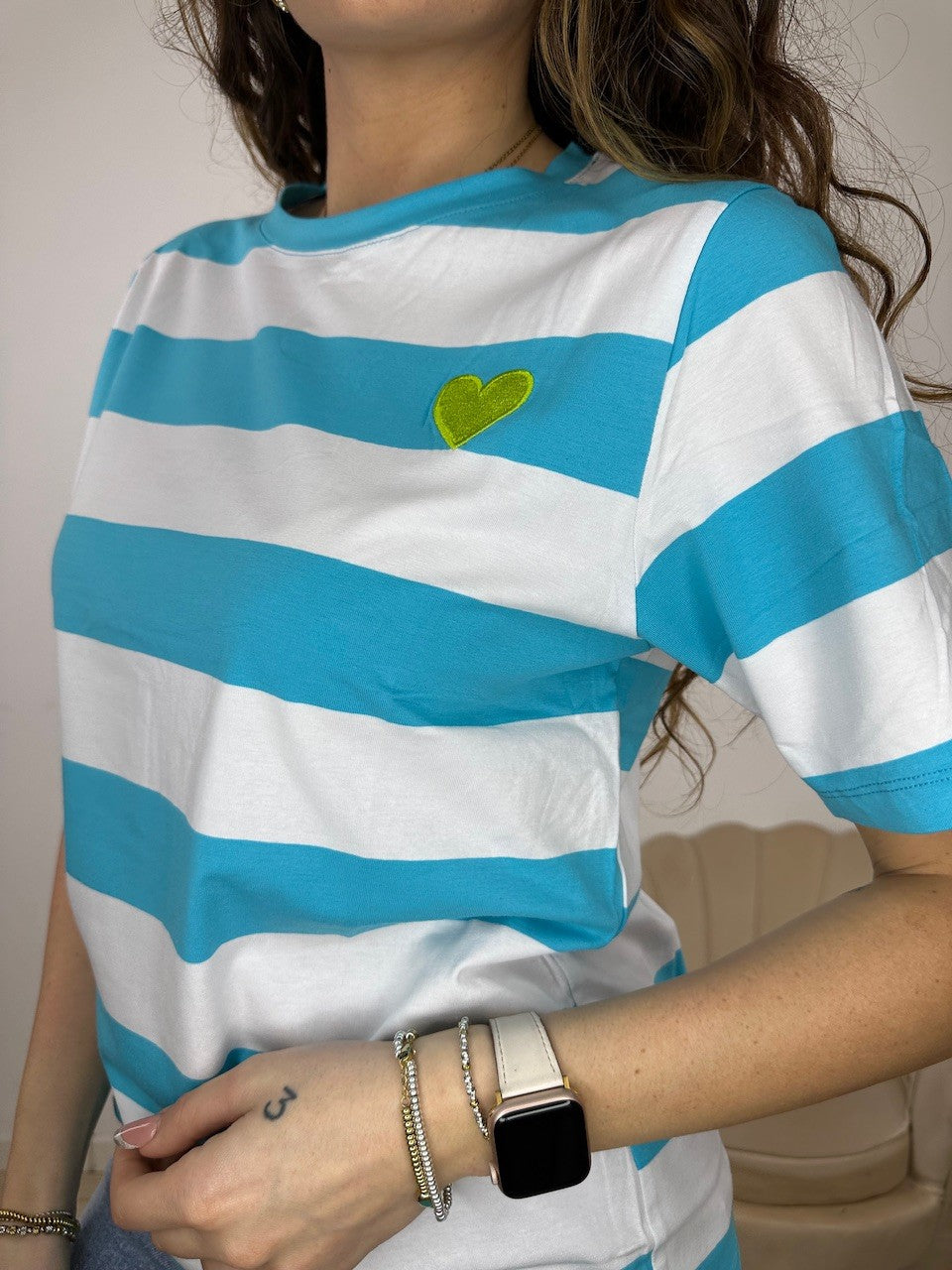 T-SHIRT DAY RIGHE TURCHESE
