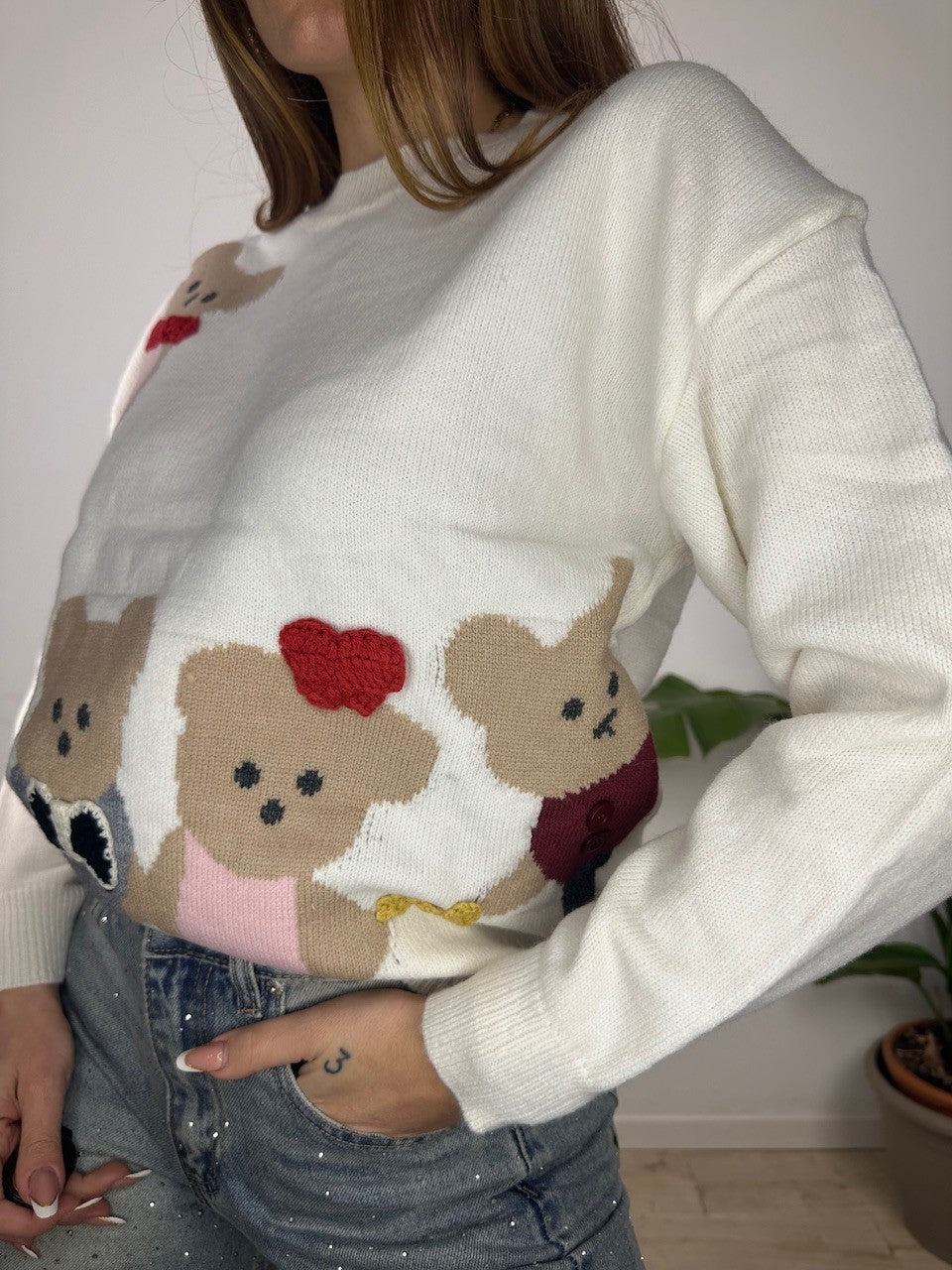 PULLOVER TRIPLE TEDDY BIANCO