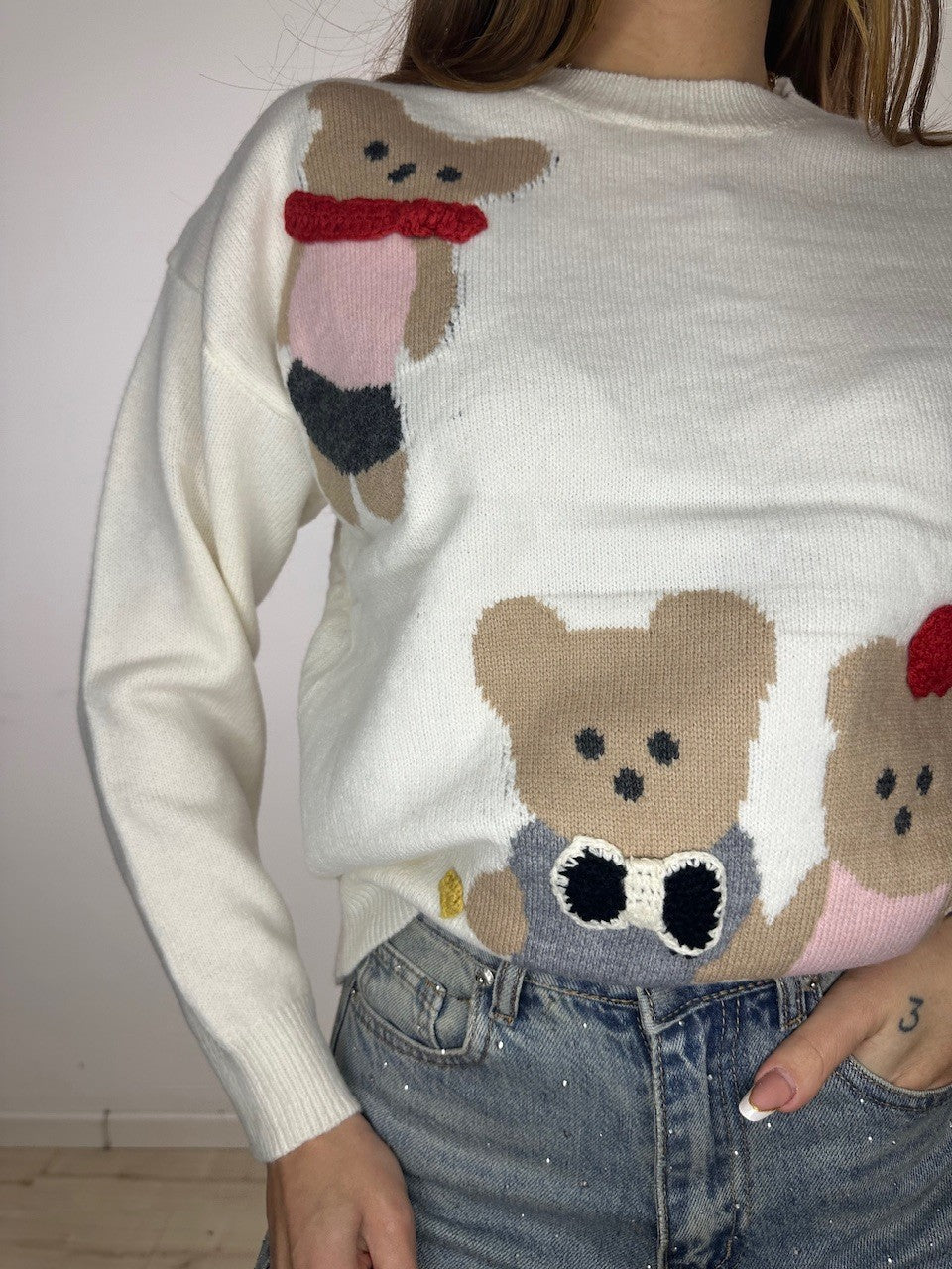 PULLOVER TRIPLE TEDDY BIANCO