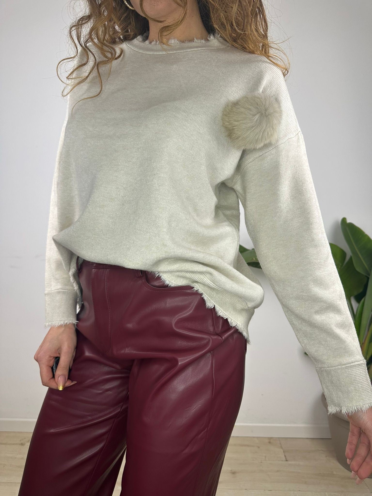 PULLOVER PON PON BEIGE