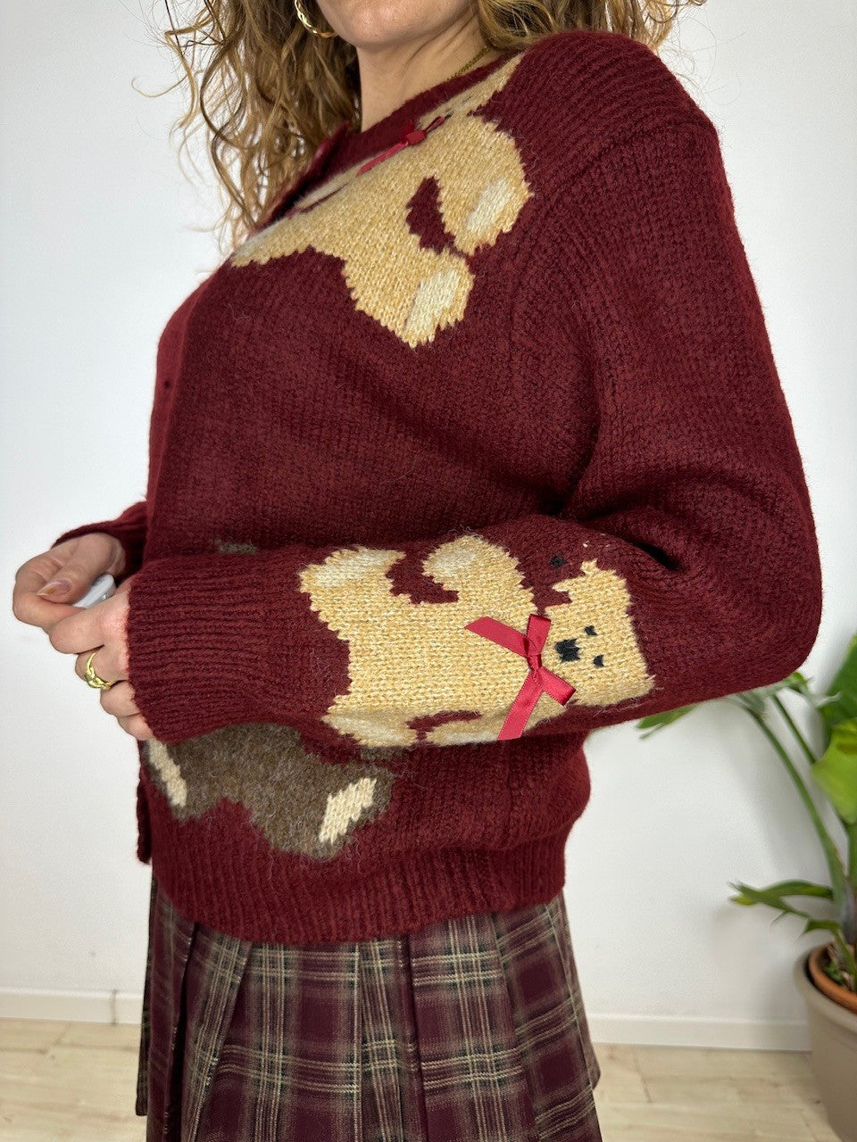 MAXI CARDIGAN TEDDY BORDEAUX