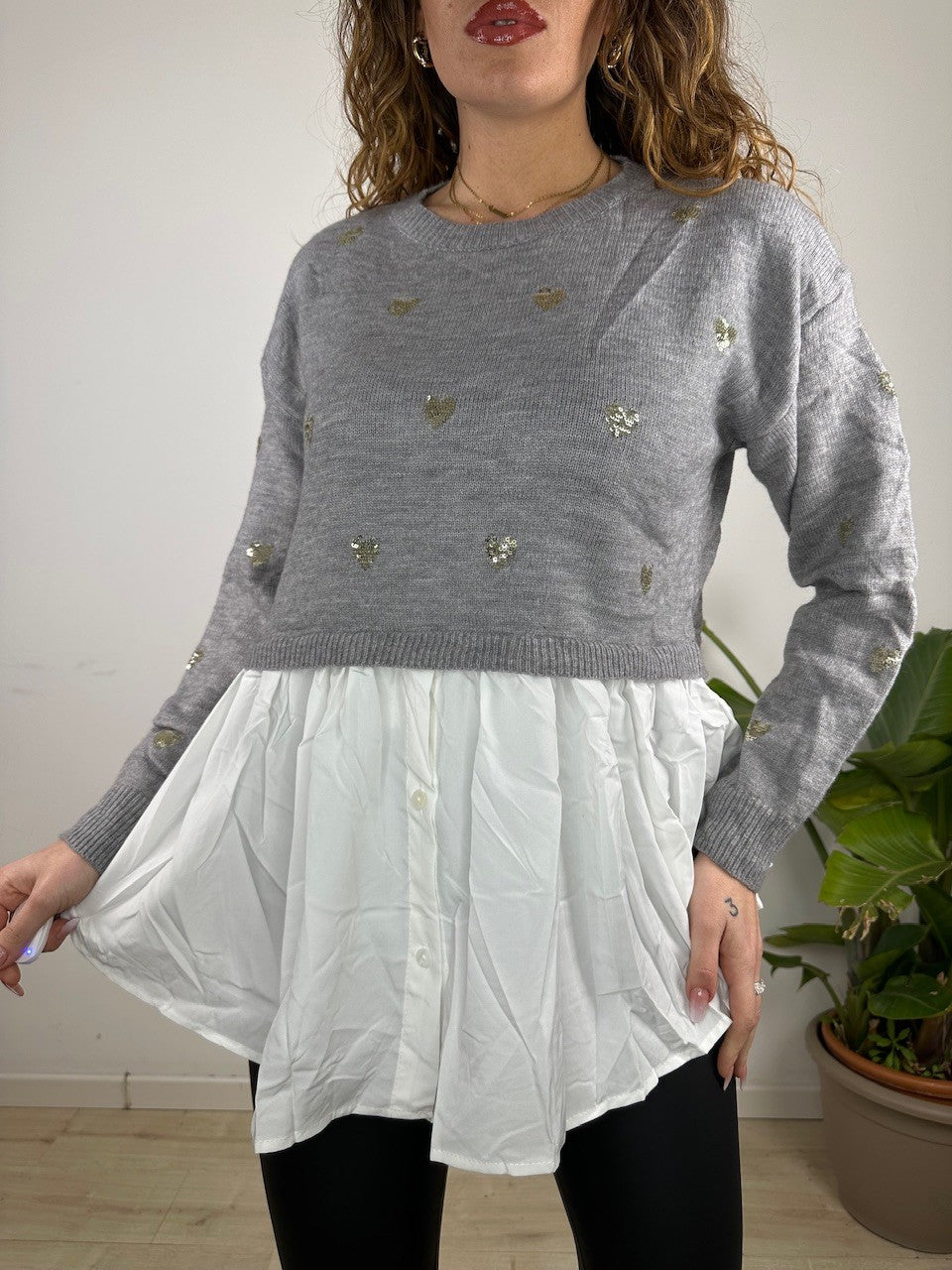 PULLOVER CUORI SUPERPROMO GRIGIO