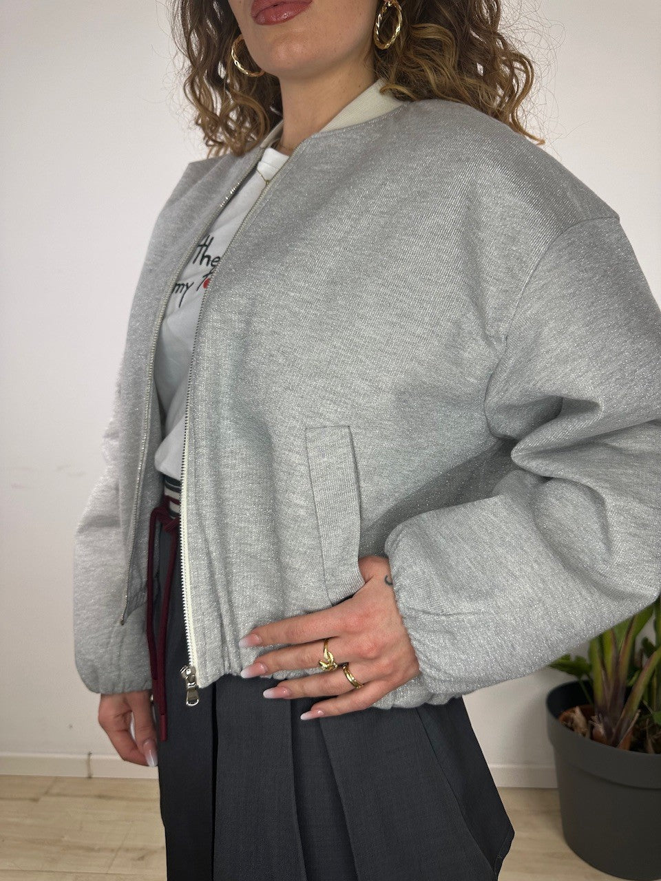 GIUBBINO BOMBER CROP LUMINA