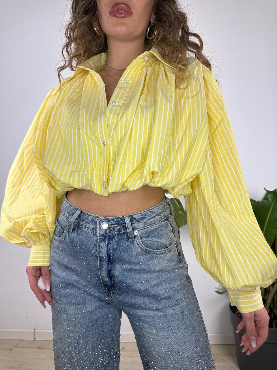 CAMICIA CROP NESY GIALLA