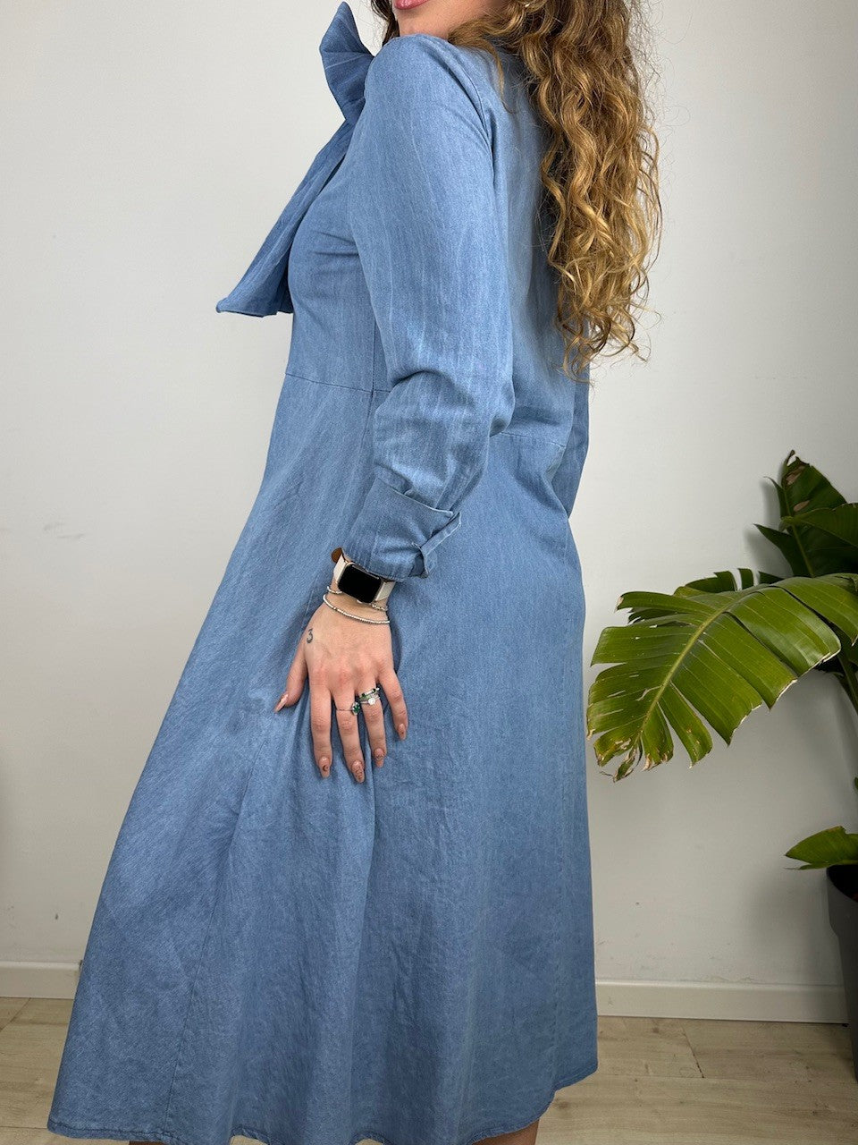LONG DRESS FIOCCO DENIM CHIARO