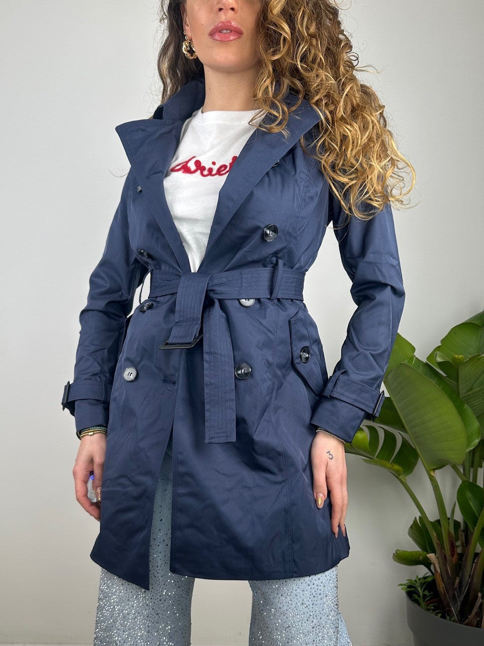 TRENCH DOPPIO PETTO BLU