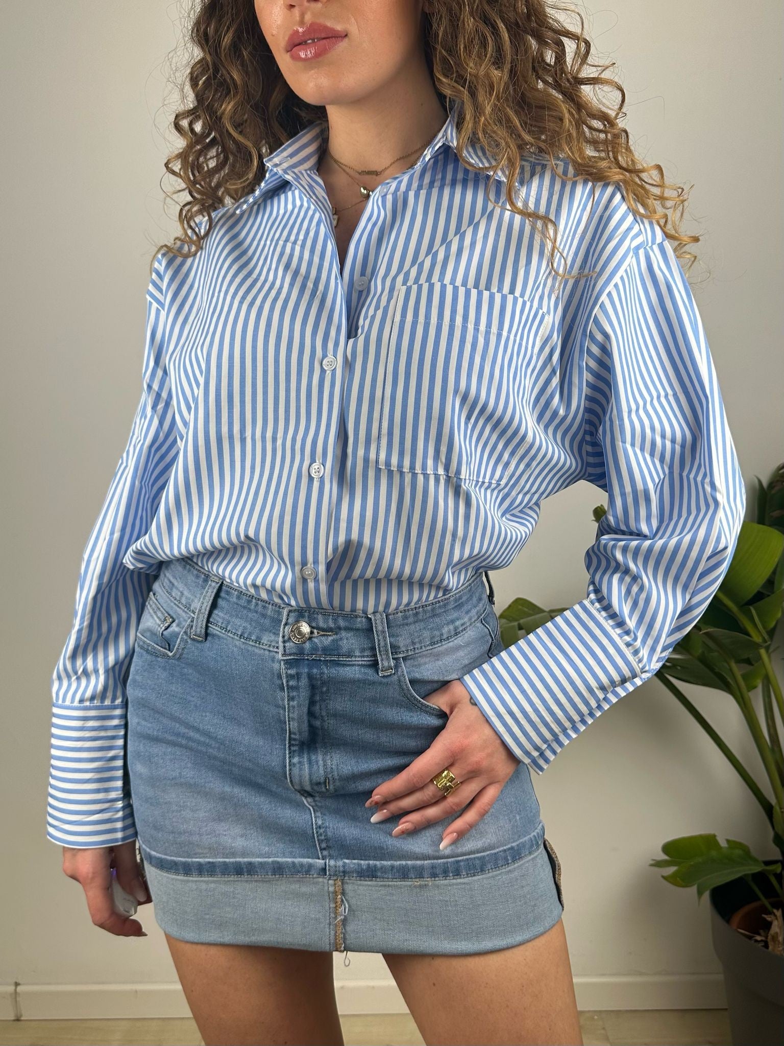 CAMICIA OVER AZZURRA