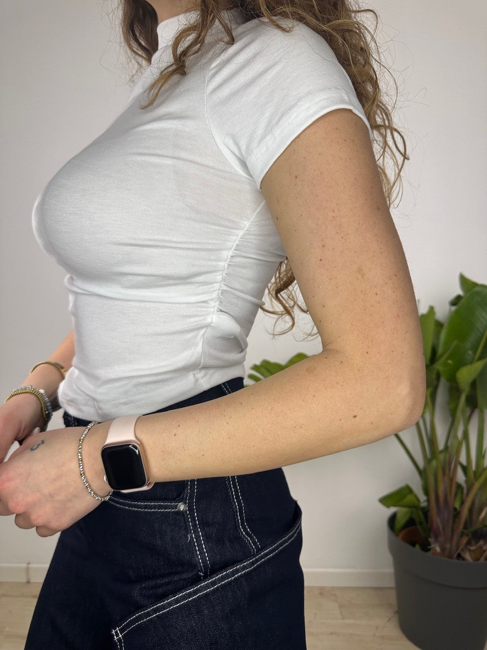 T-SHIRT MEZZO COLLO BIANCA