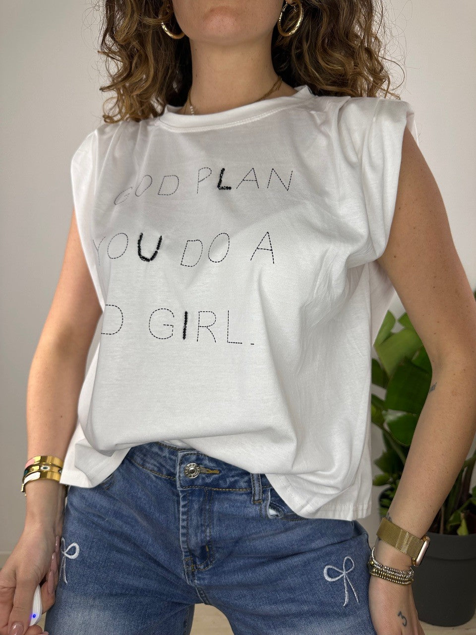 T-SHIRT CANOTTA GRESY BIANCA