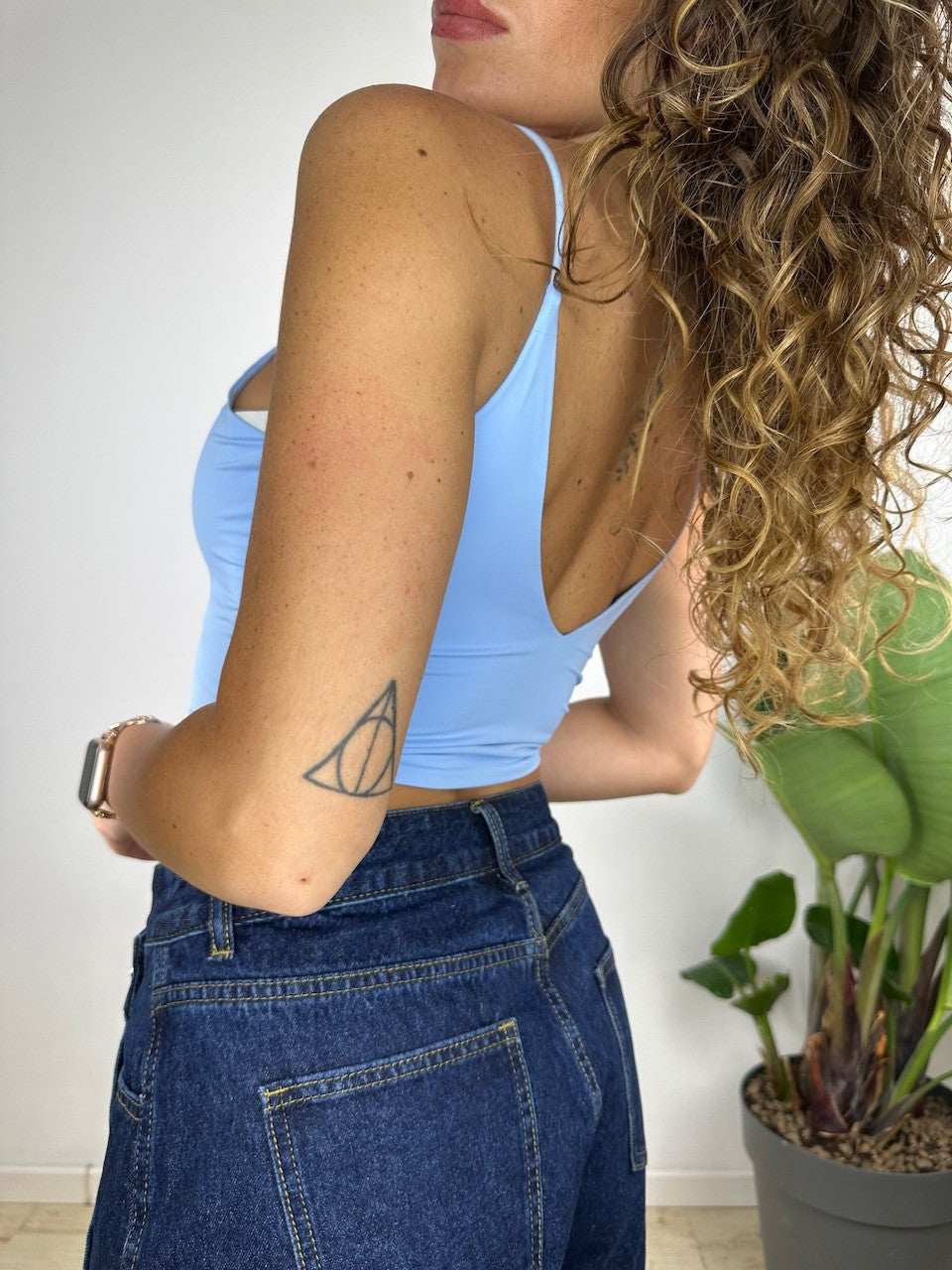 CROT TOP SIMPLY LICRA AZZURRO