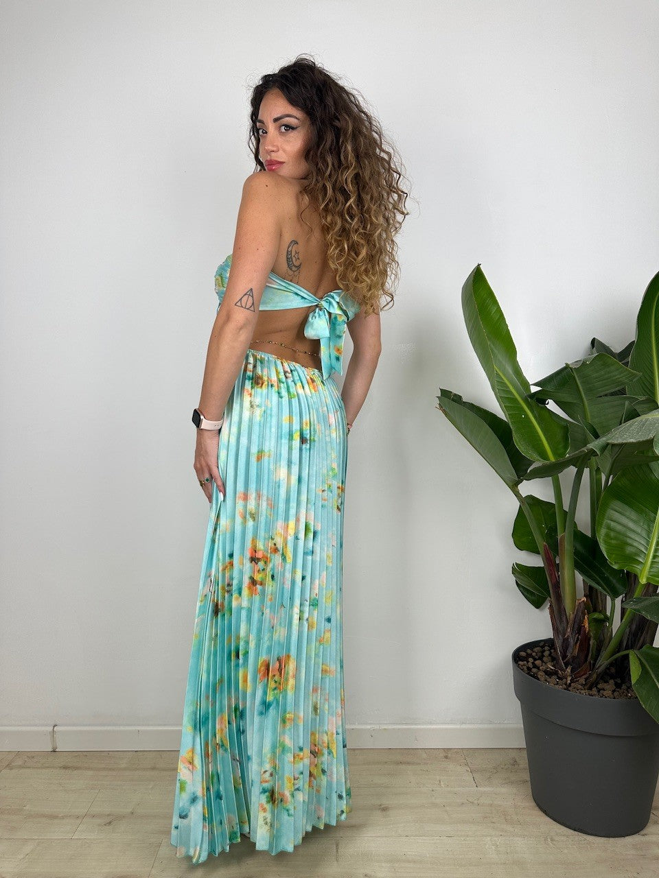 LONG DRESS MILENA VERDE ACQUA