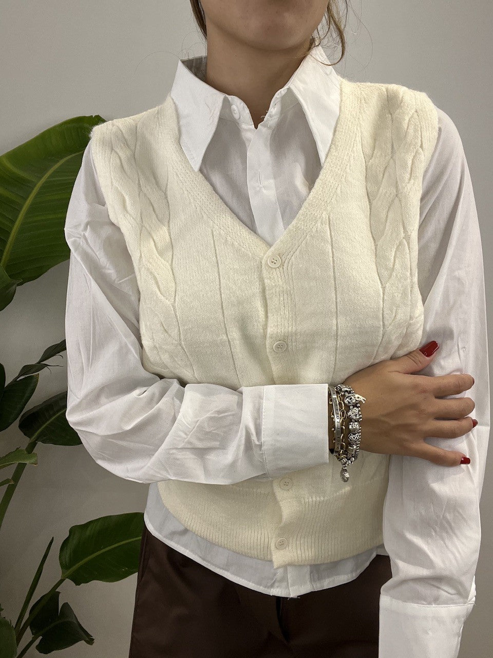 GILET + CAMICIA + CRAVATTA PANNA