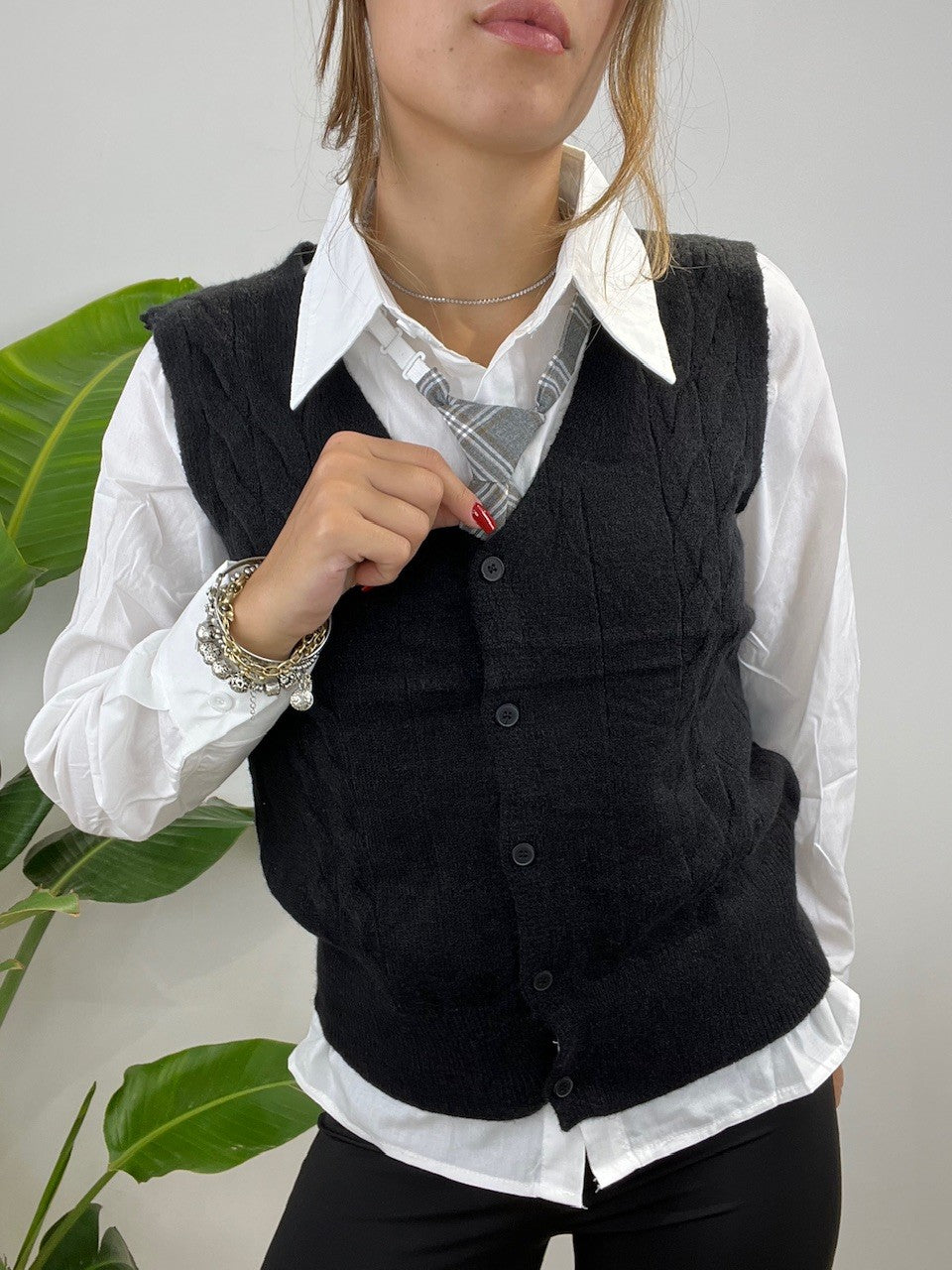 GILET + CAMICIA + CRAVATTA NERA