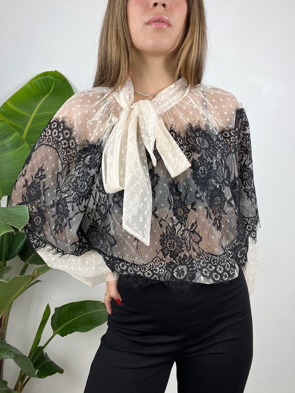 CAMICIA TOTAL PIZZO BARBARA BEIGE