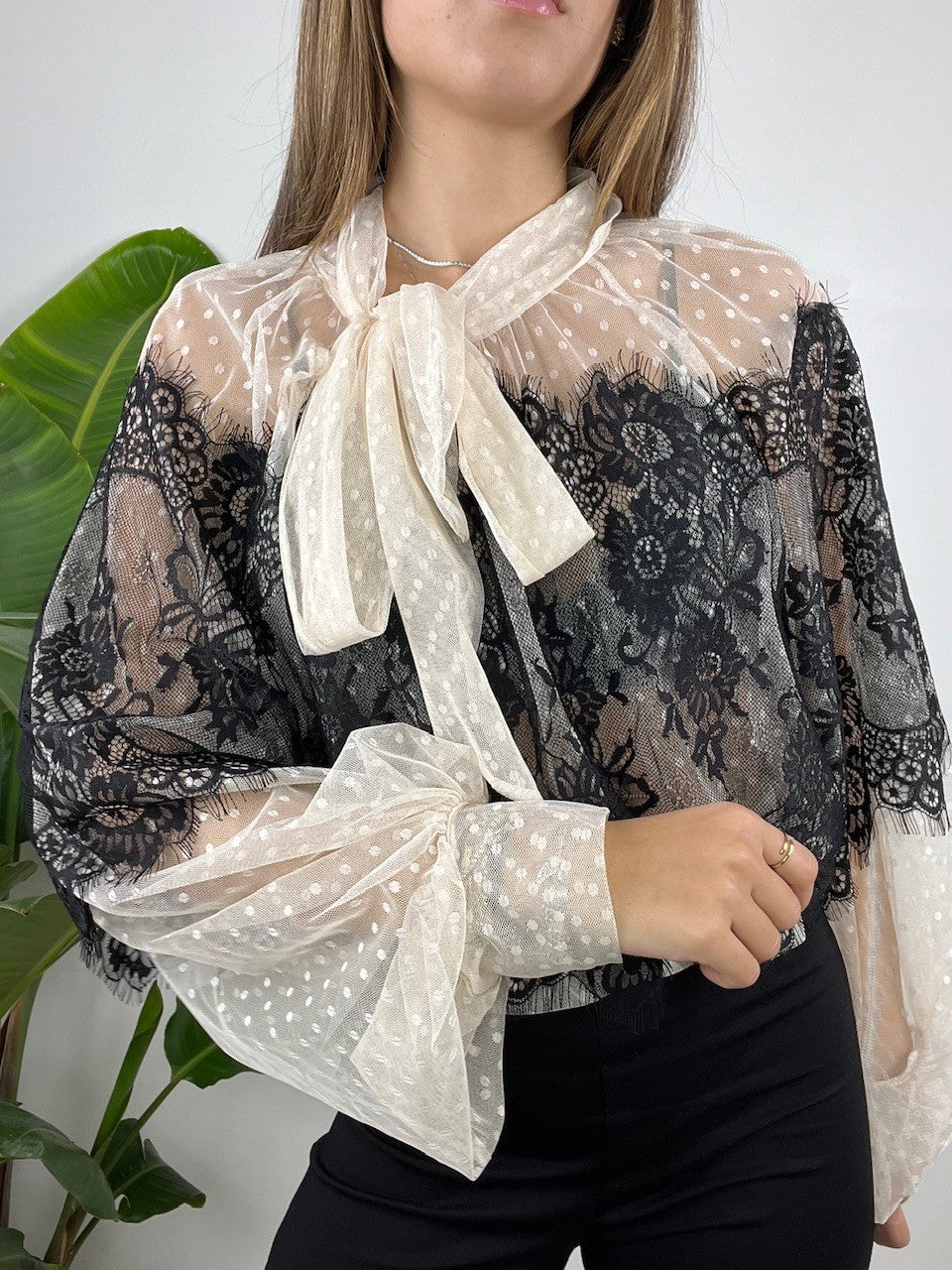 CAMICIA TOTAL PIZZO BARBARA BEIGE