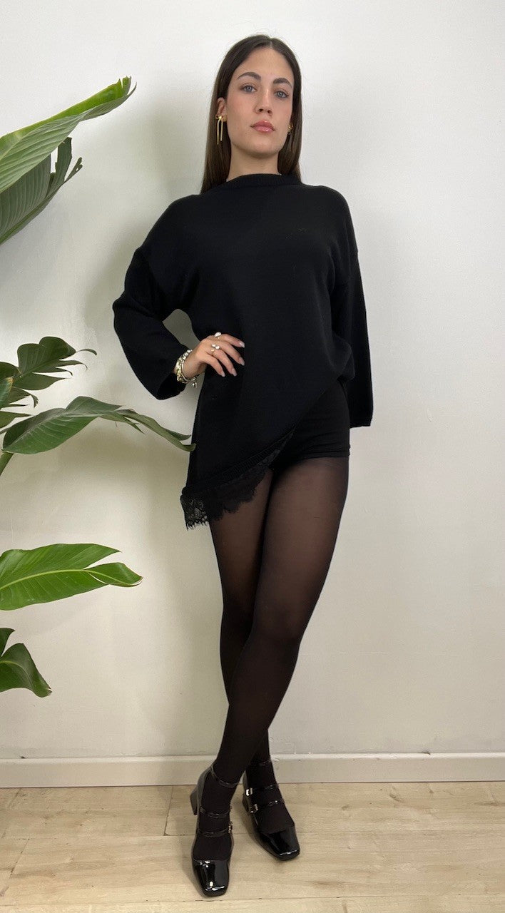 MAXI PULL ASIMMETRICO NERO