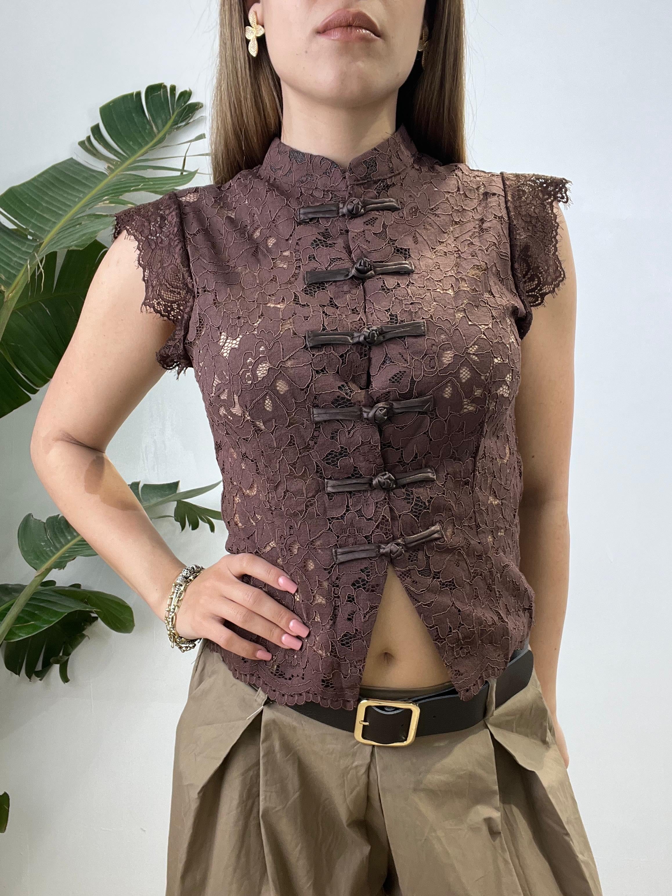 CAMICIA PIZZO SYRIA MARRONE