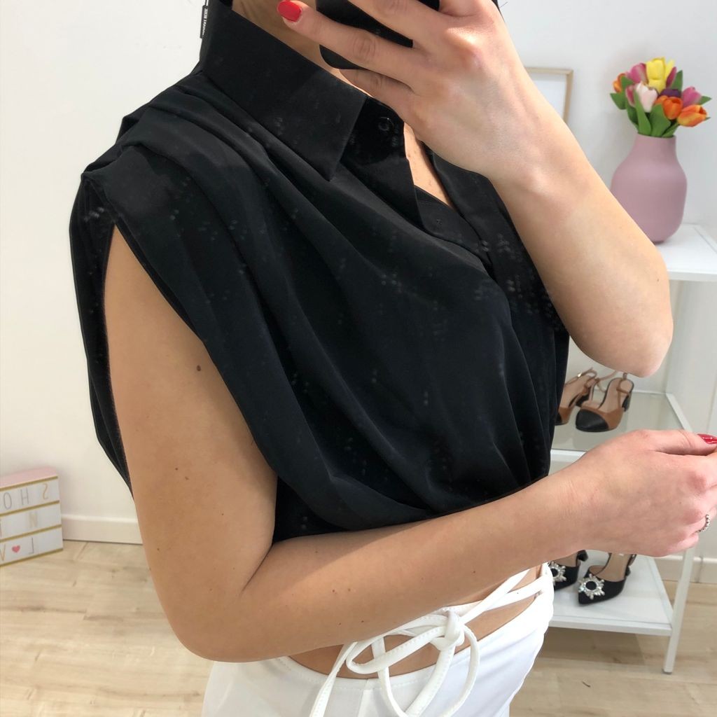 CROP CAMICIA NERO
