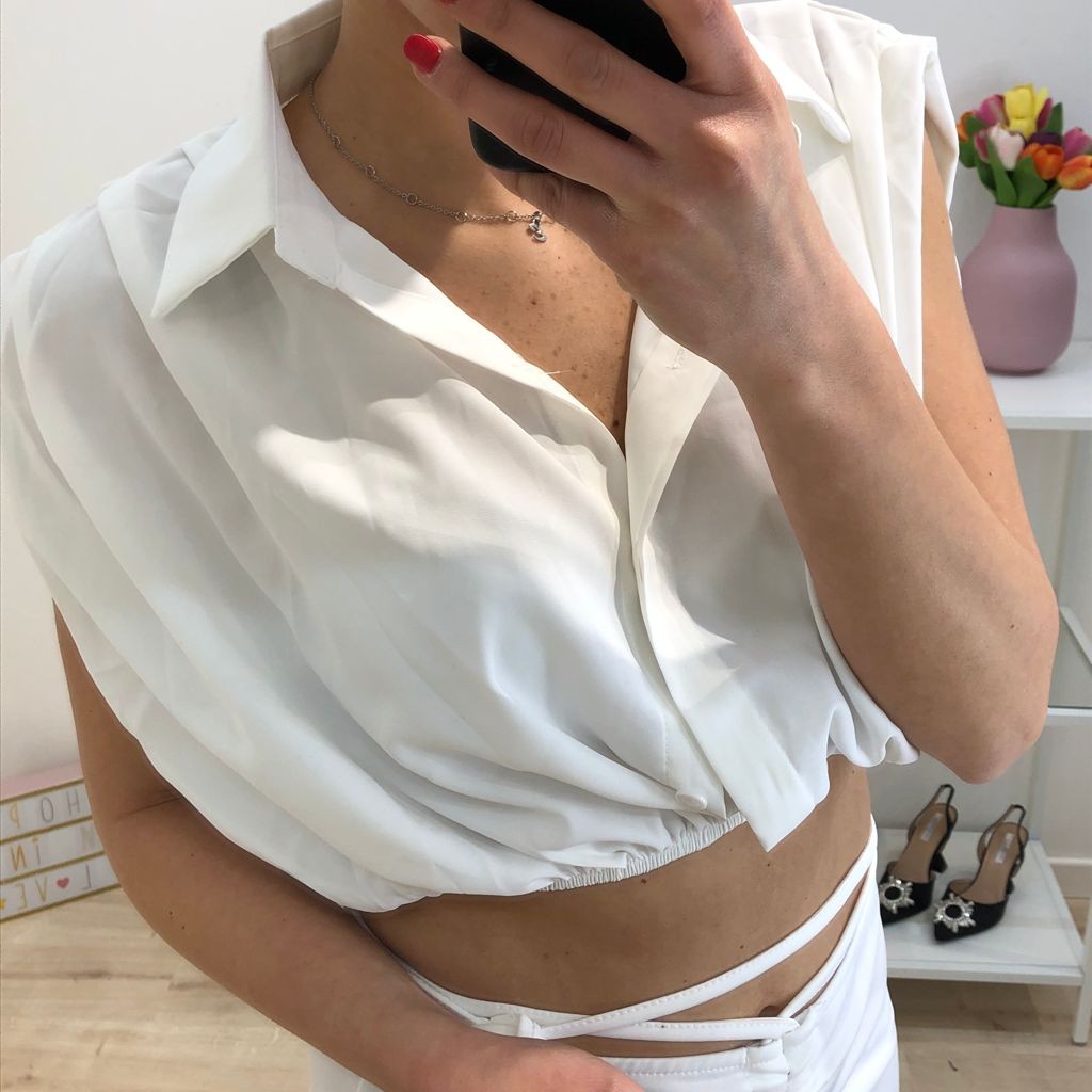 CROP CAMICIA BIANCO