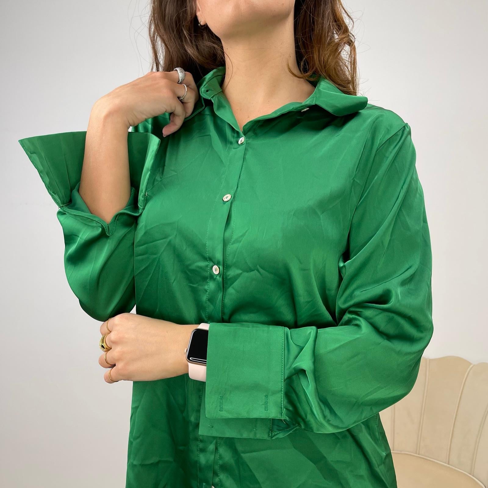 CAMICIA SATIN VERDE