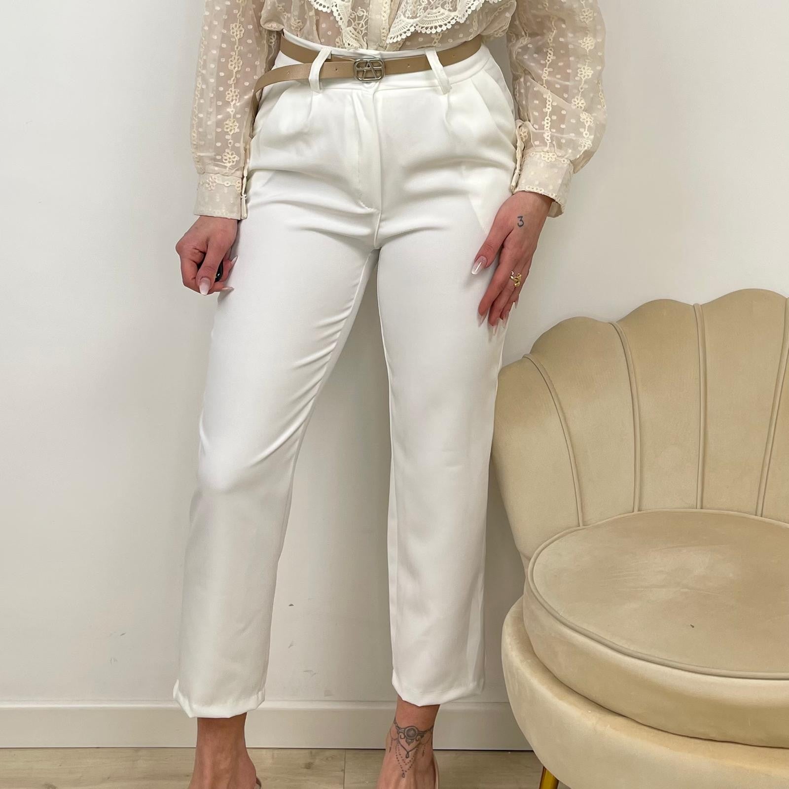 PANTALONE CON CINTURA BIANCO