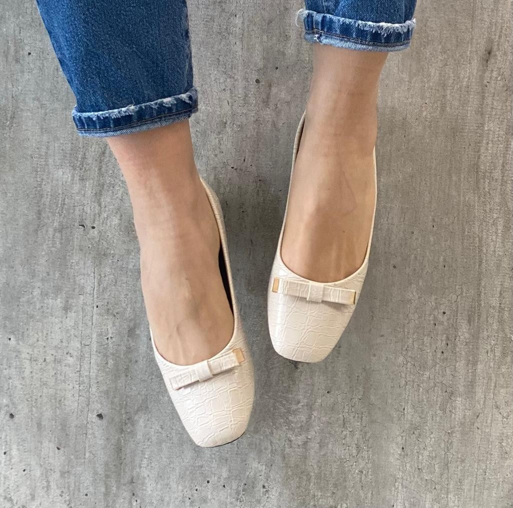 BALLERINA EFFETTO COCCODRILLO BEIGE