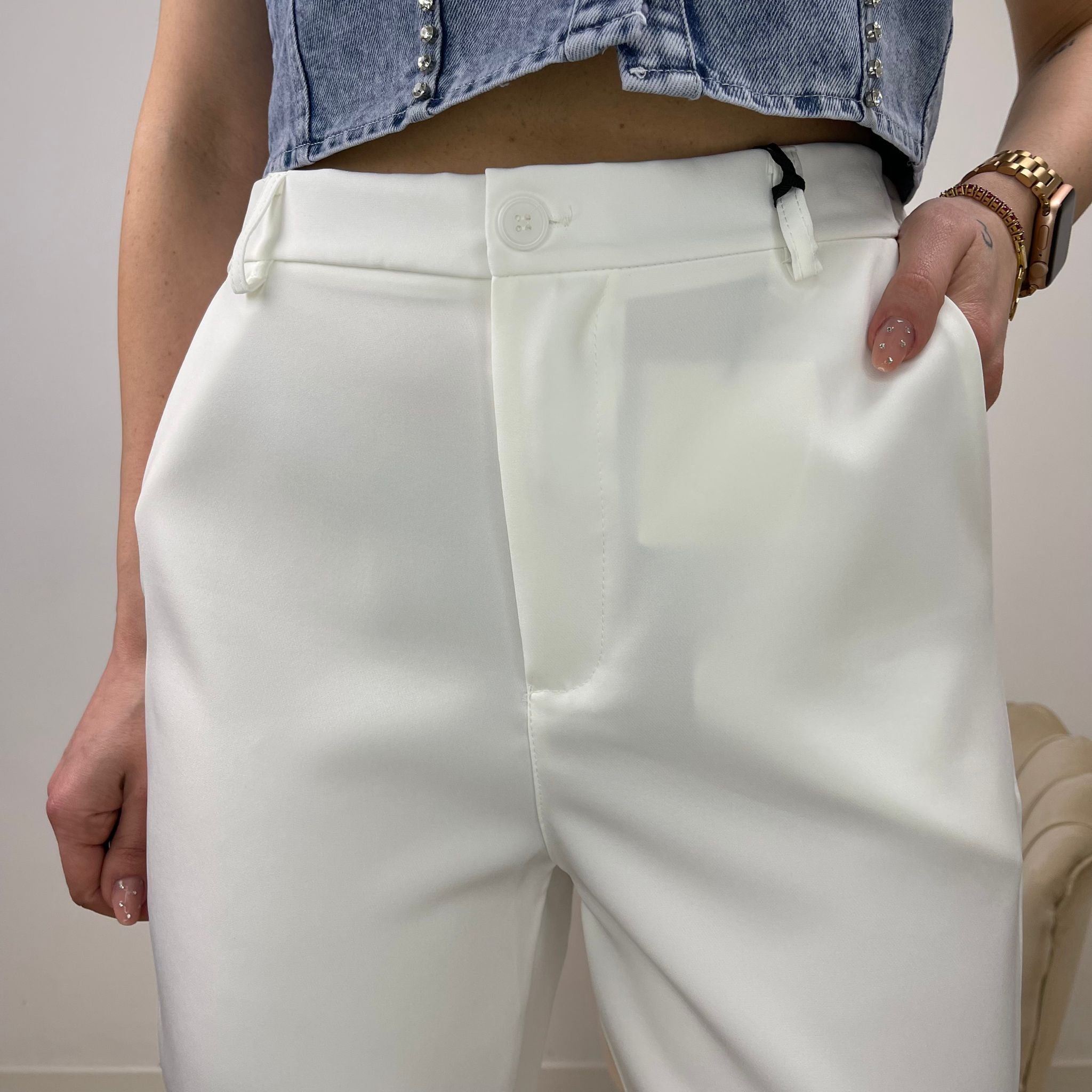 PANTALONE A SIGARETTA LUMINA BIANCO