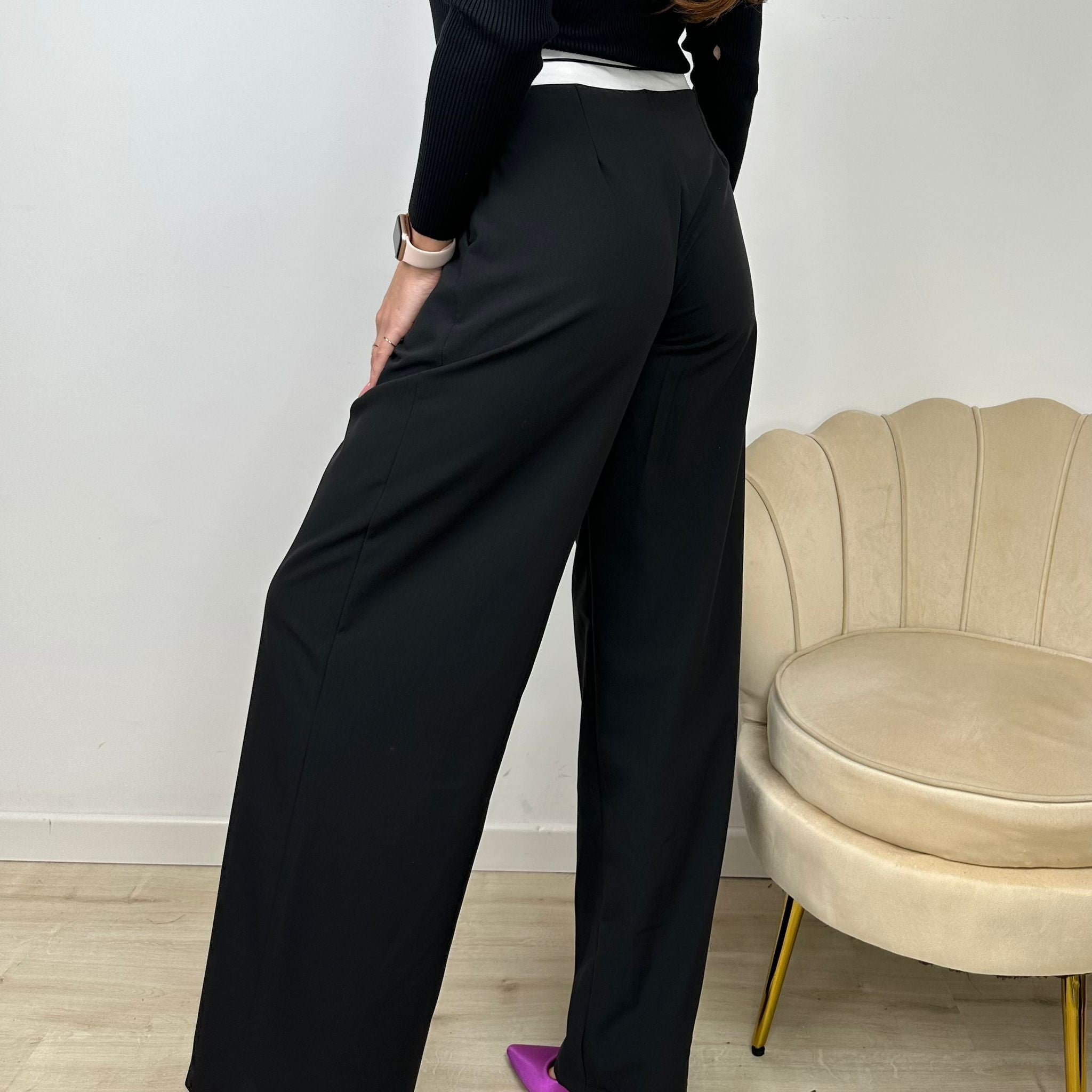 PANTALONI PALAZZO NERO