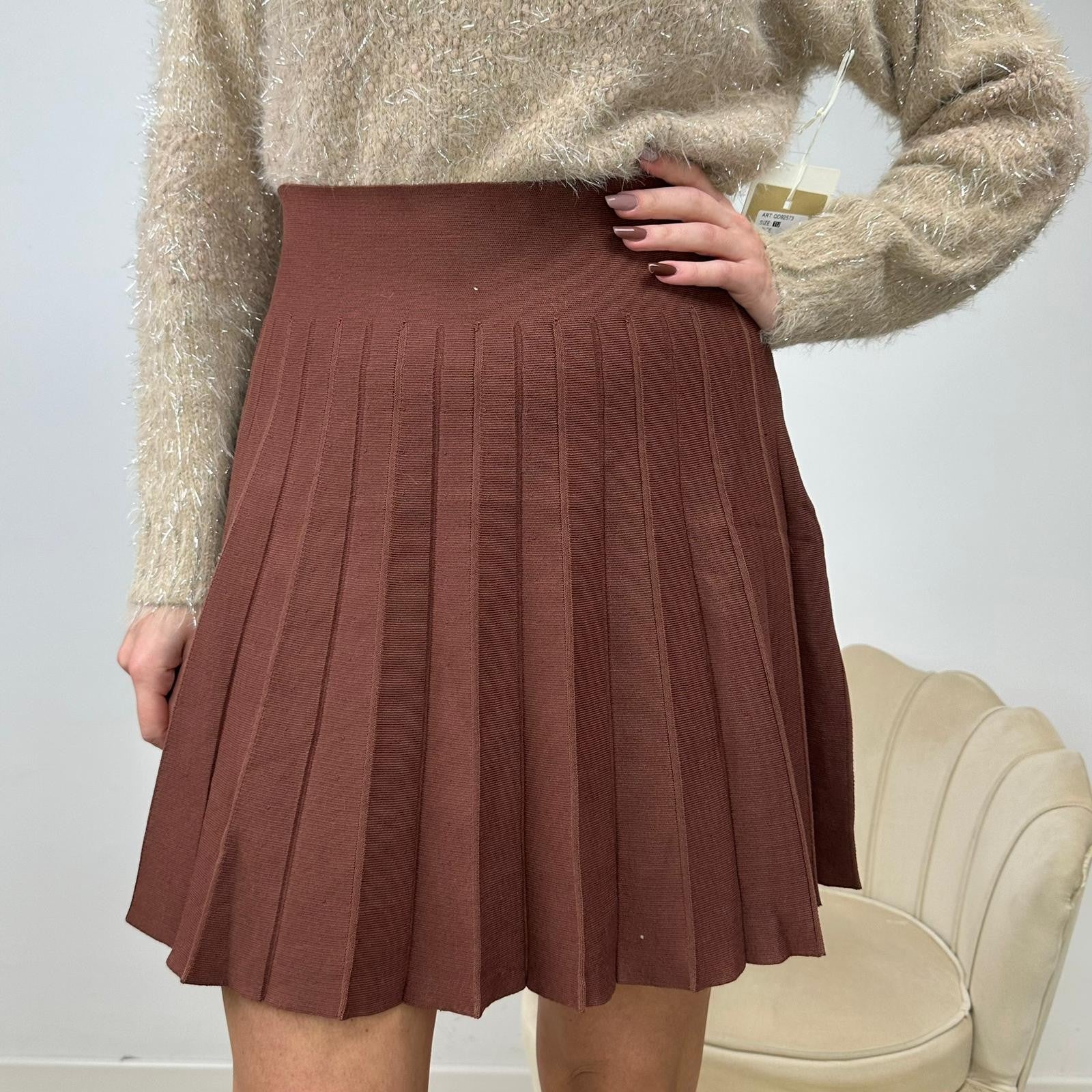 MINIGONNA PLISSE' MARRONE