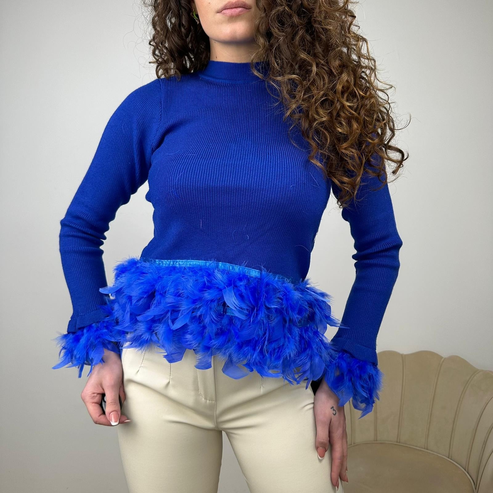 PULLOVER CON PIUME BLU