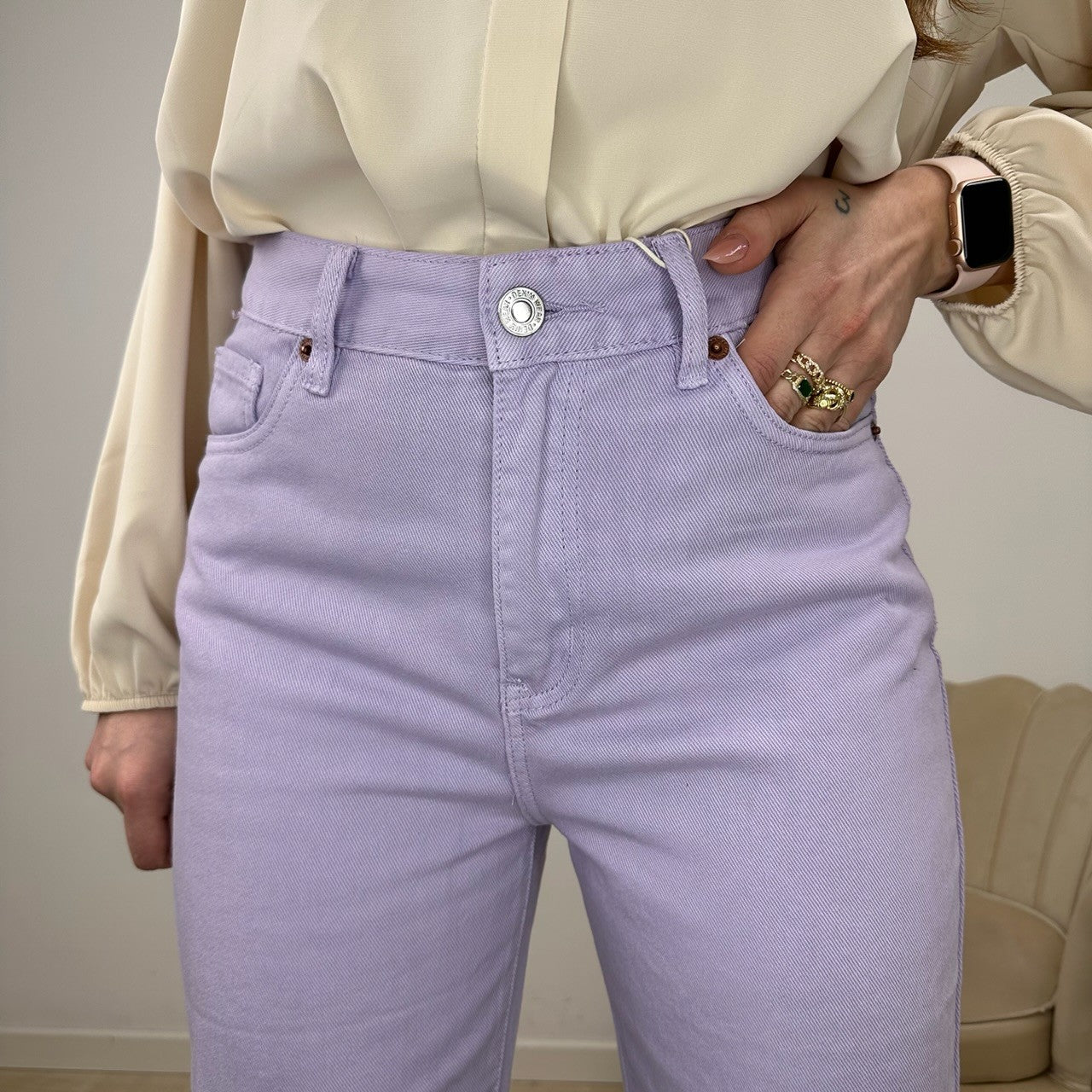 JEANS COLOR WIDE LEG LILLA