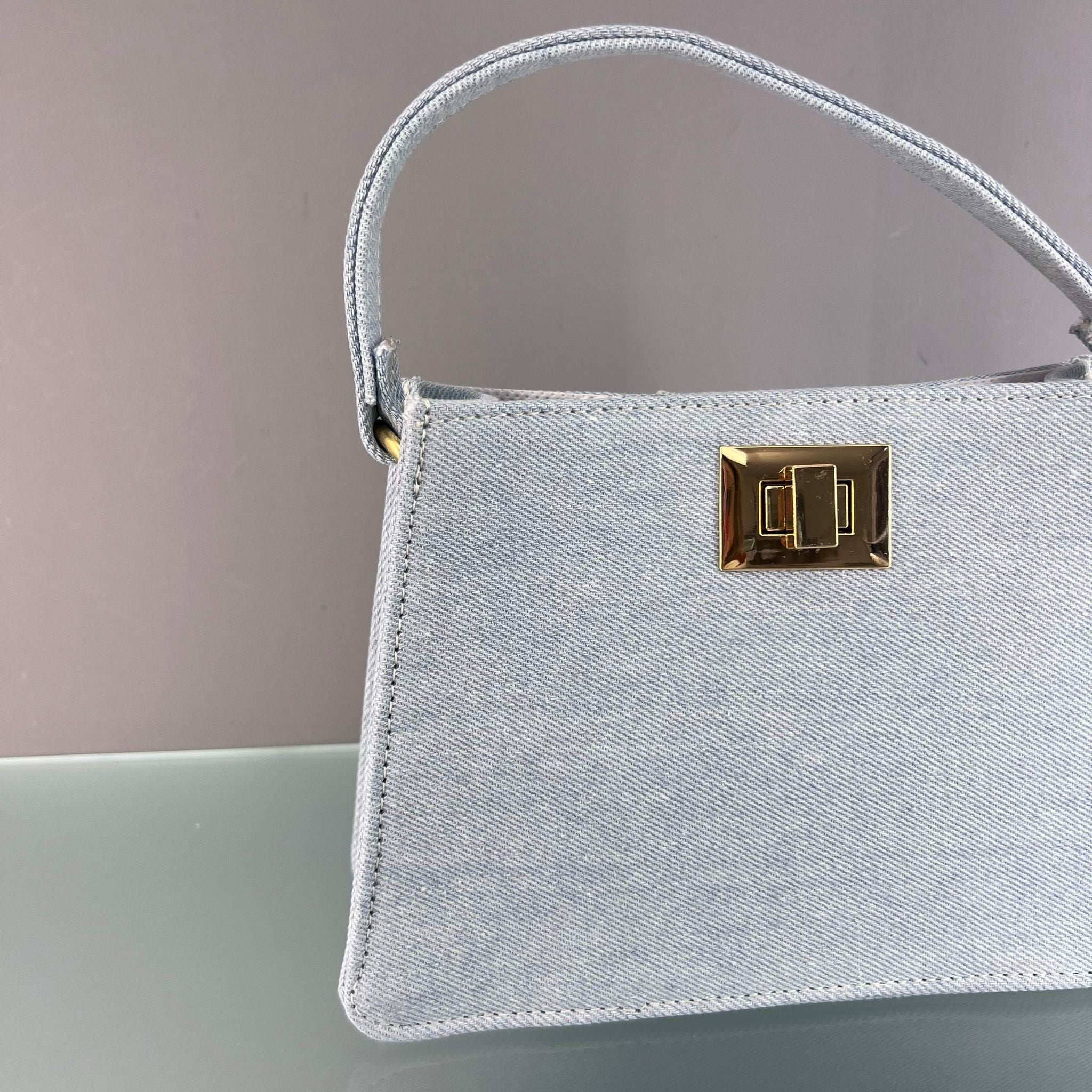 BORSA JEANS CHIARO TRAPEZIO