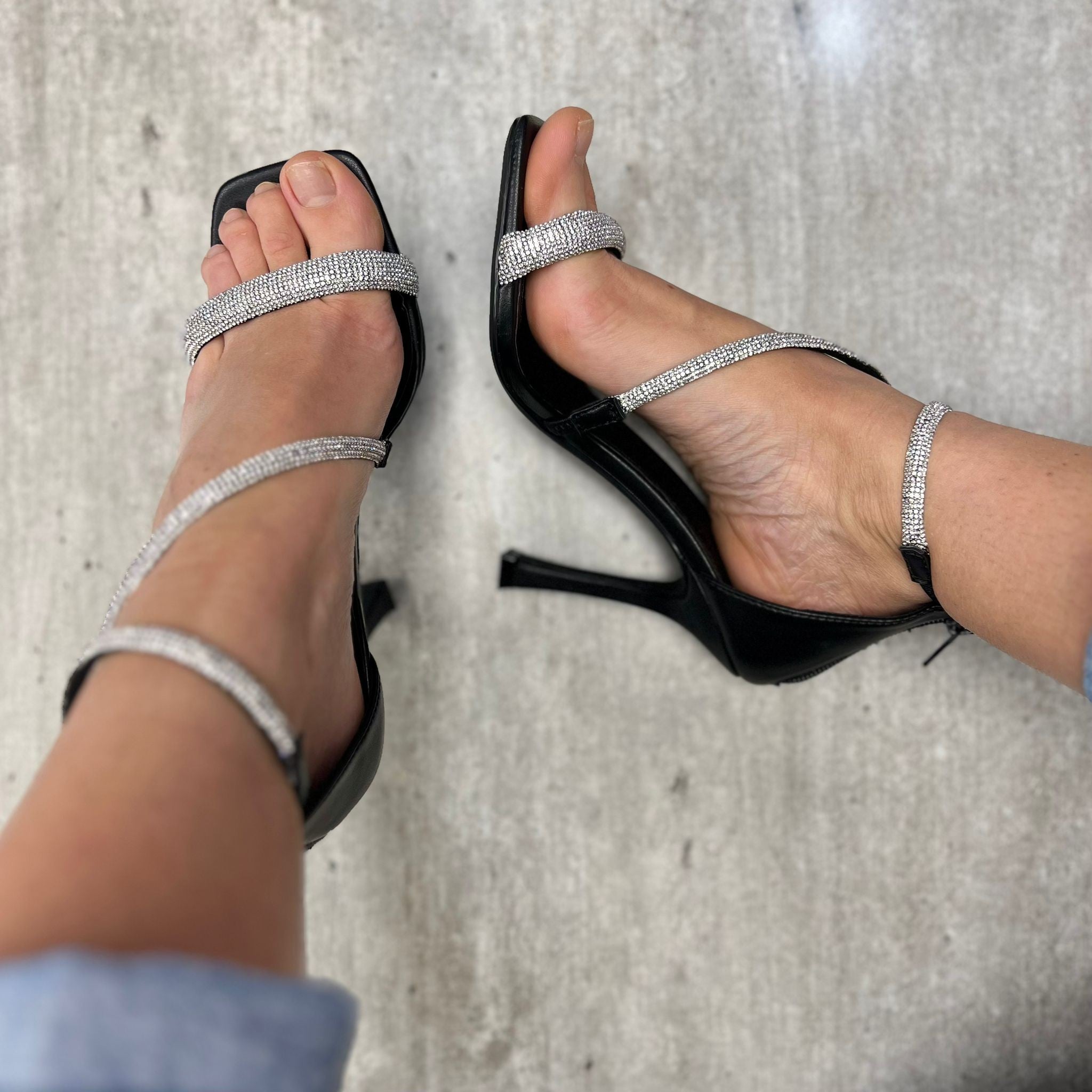 SANDALI GLITTERATI NERI