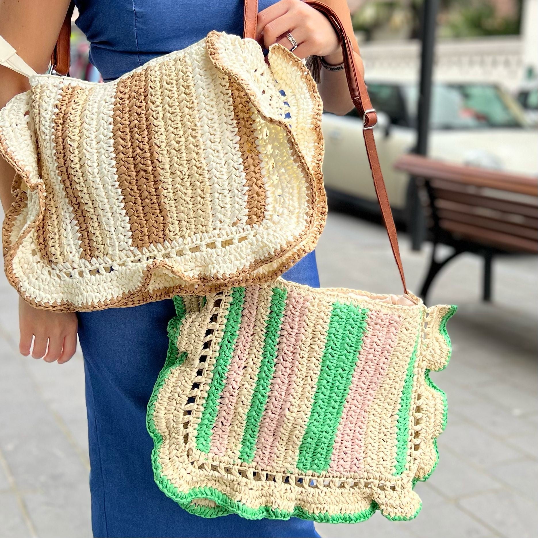 BORSA BICOLORE BEIGE