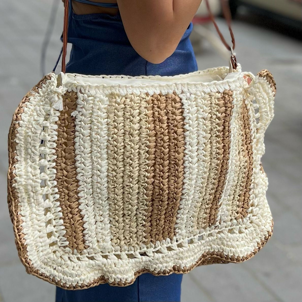 BORSA BICOLORE BEIGE
