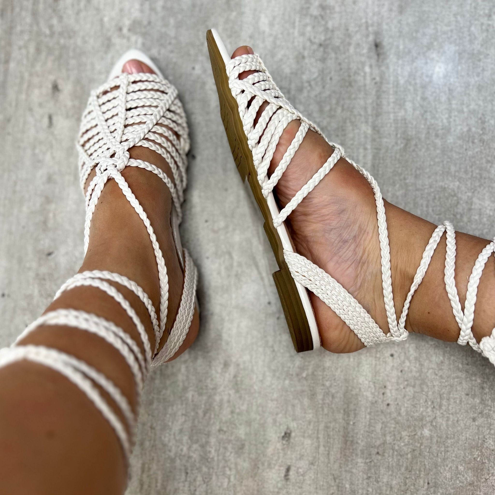 SANDALO FLAT INTRECCIATO BIANCO