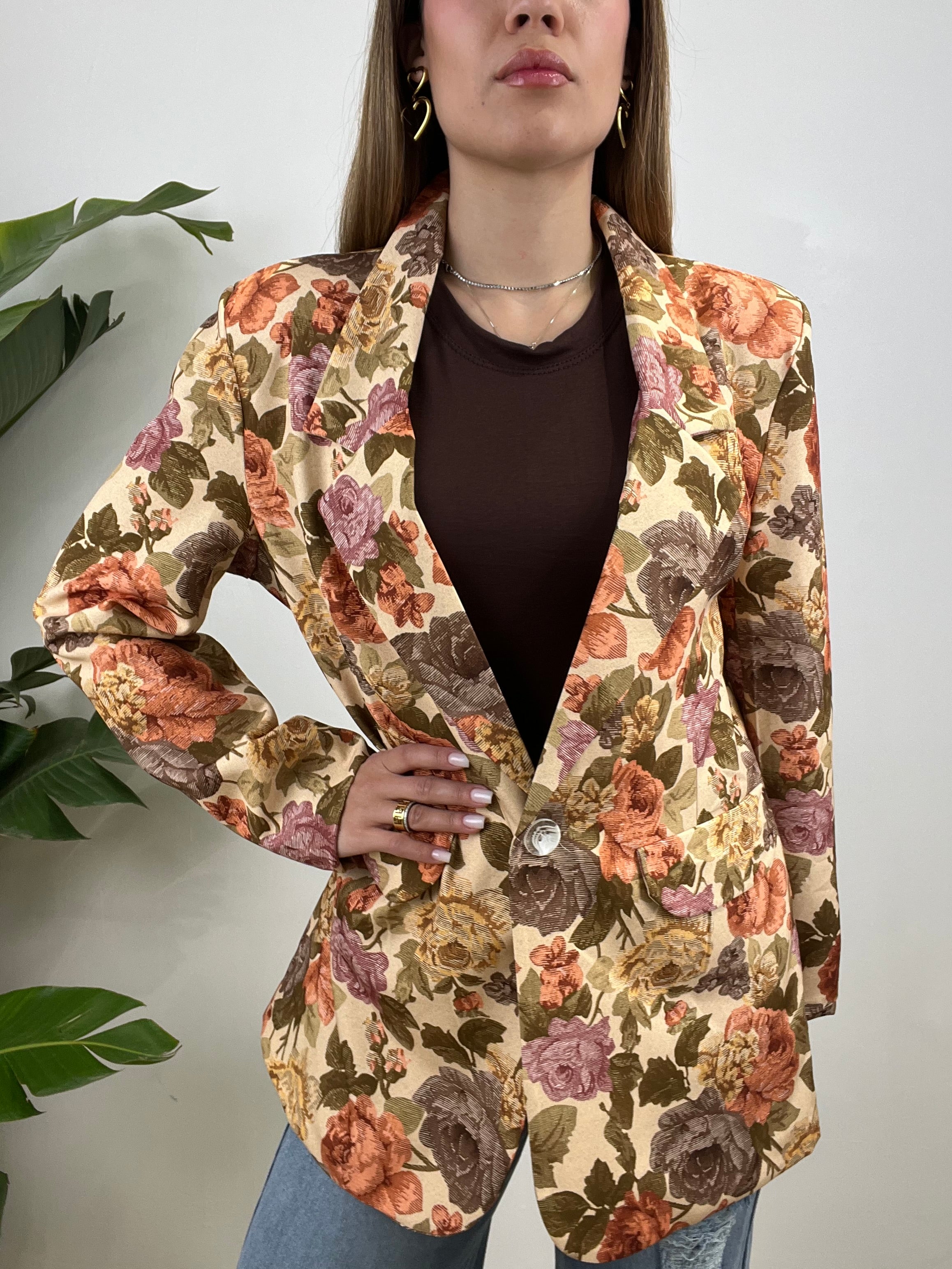 BLAZER FLOWERS CON IL MARRONE