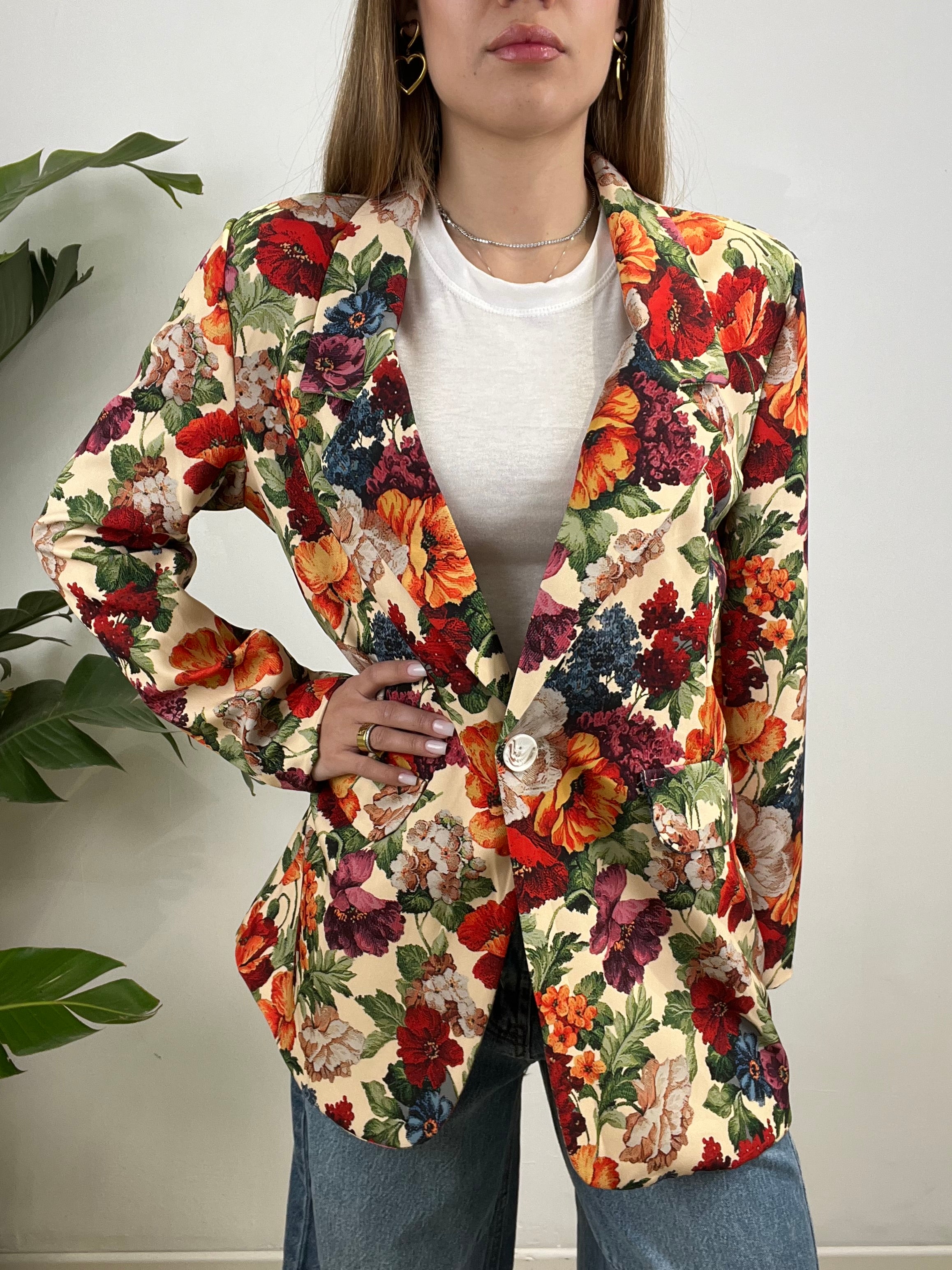 BLAZER FLOWERS CON IL BLU