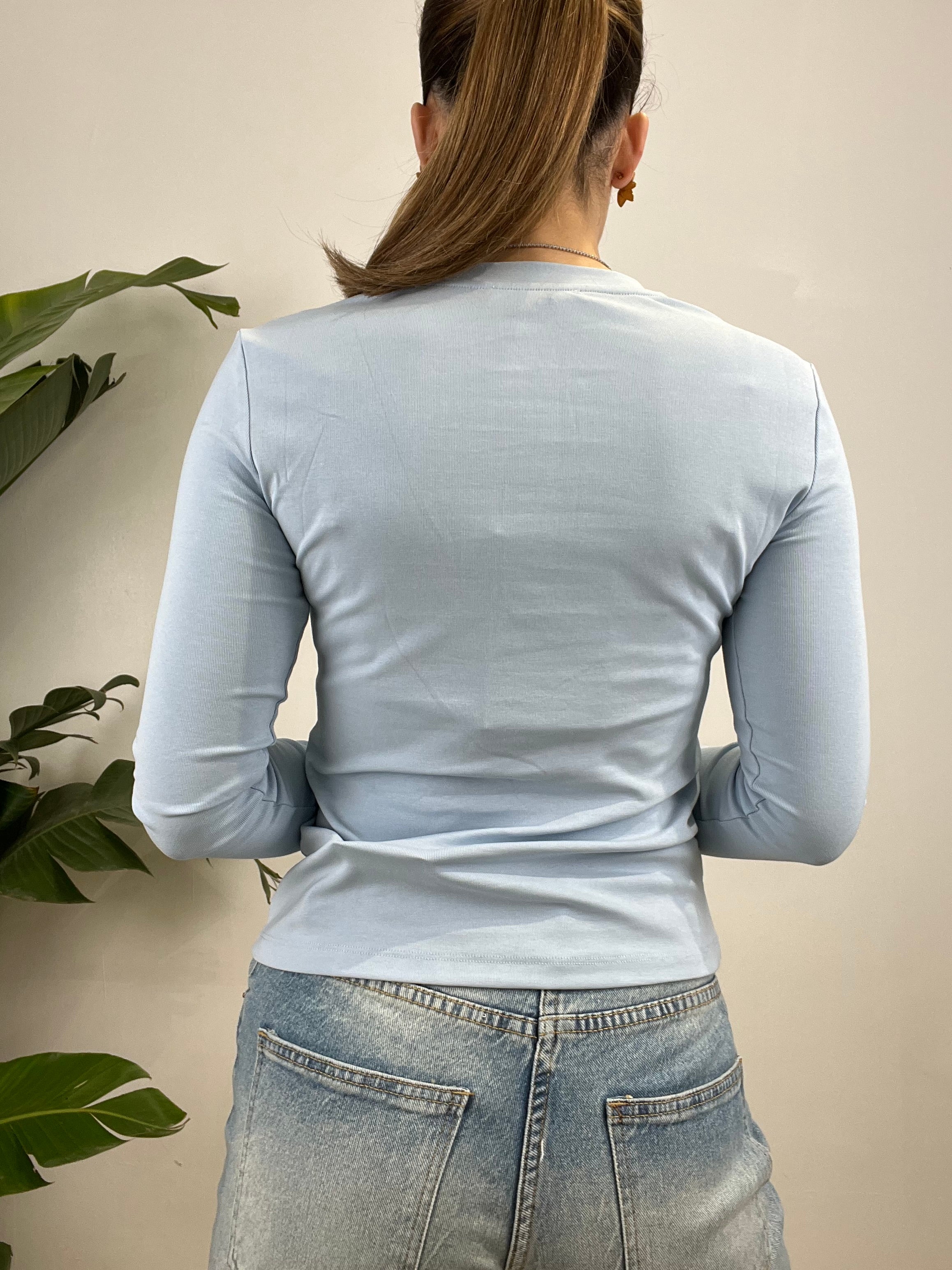 T-SHIRT BOTTONCINI LUMINA AZZURRA