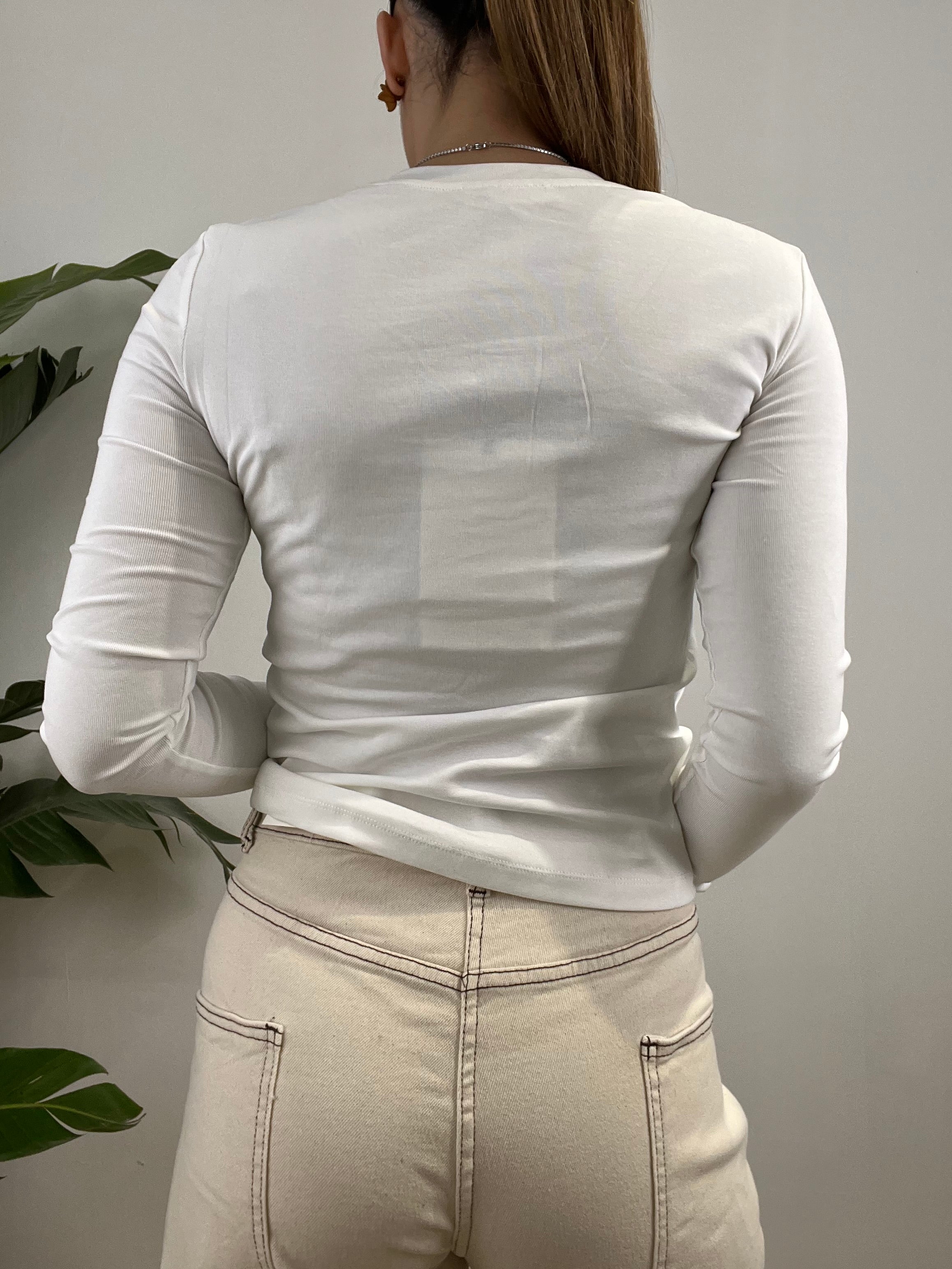 T-SHIRT BOTTONCINI LUMINA BIANCA