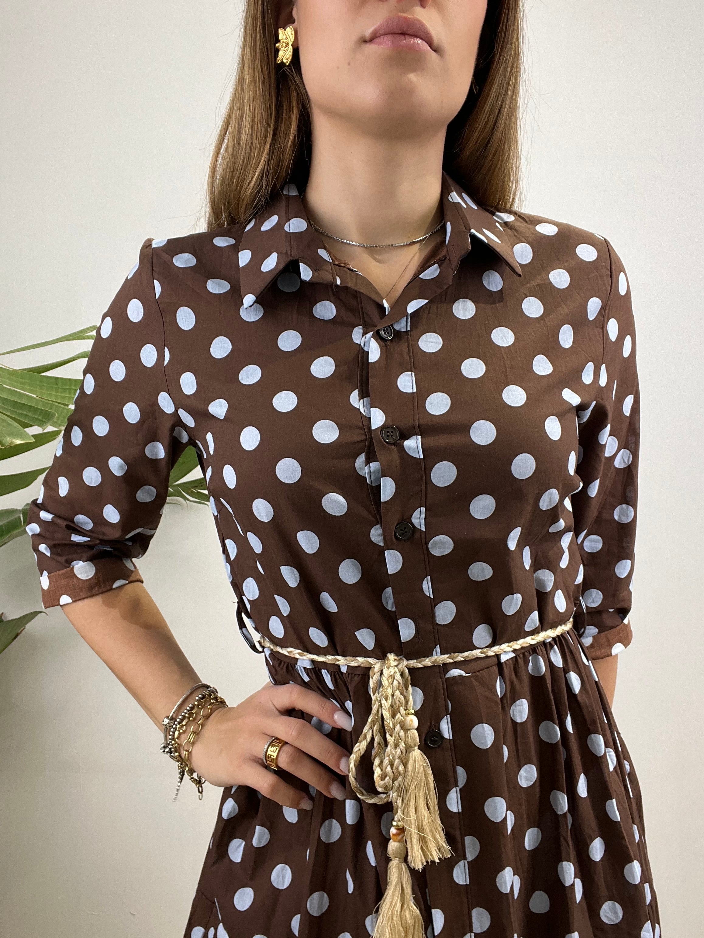 LONG DRESS POIS MARRONE