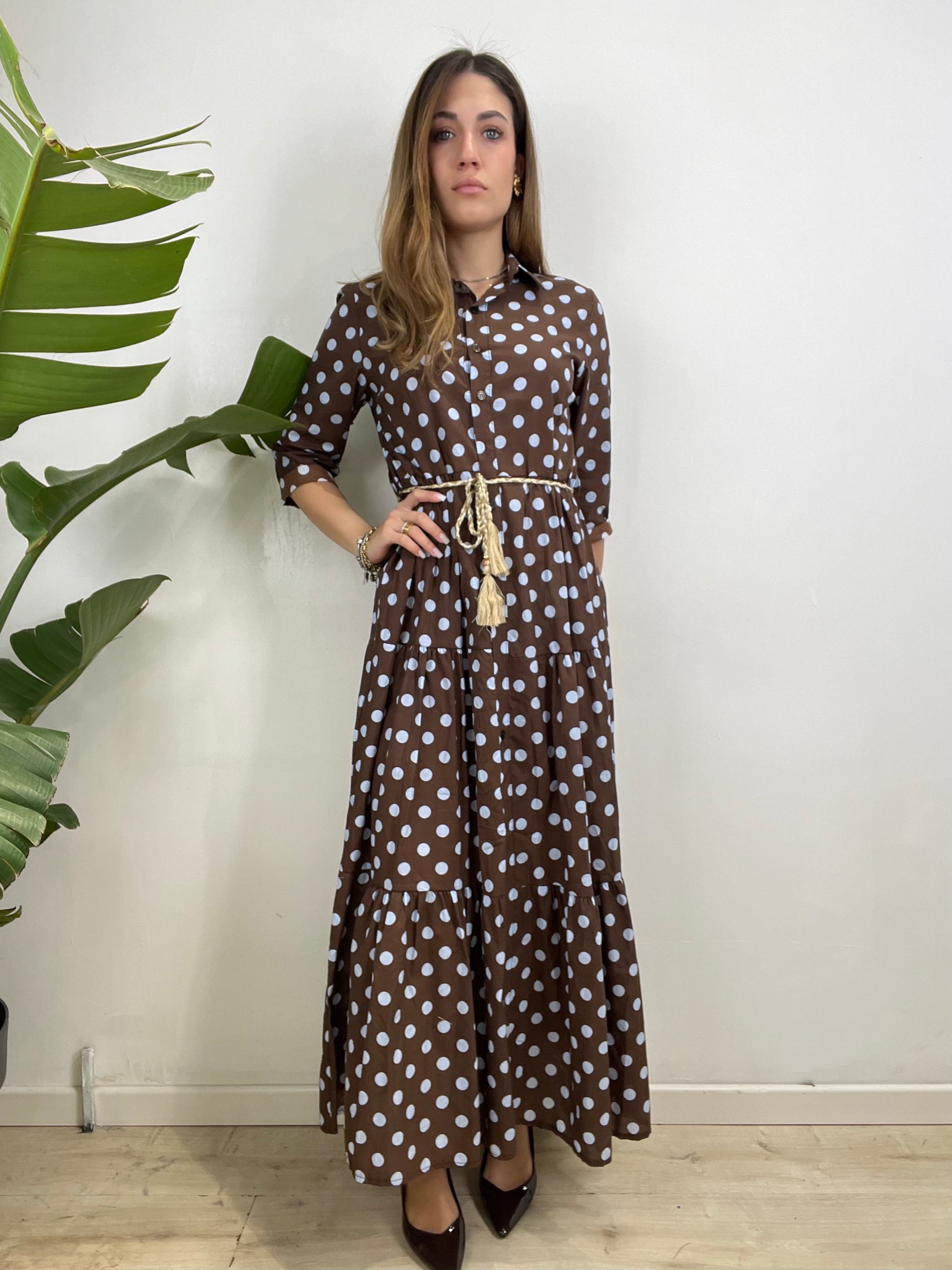 LONG DRESS POIS MARRONE