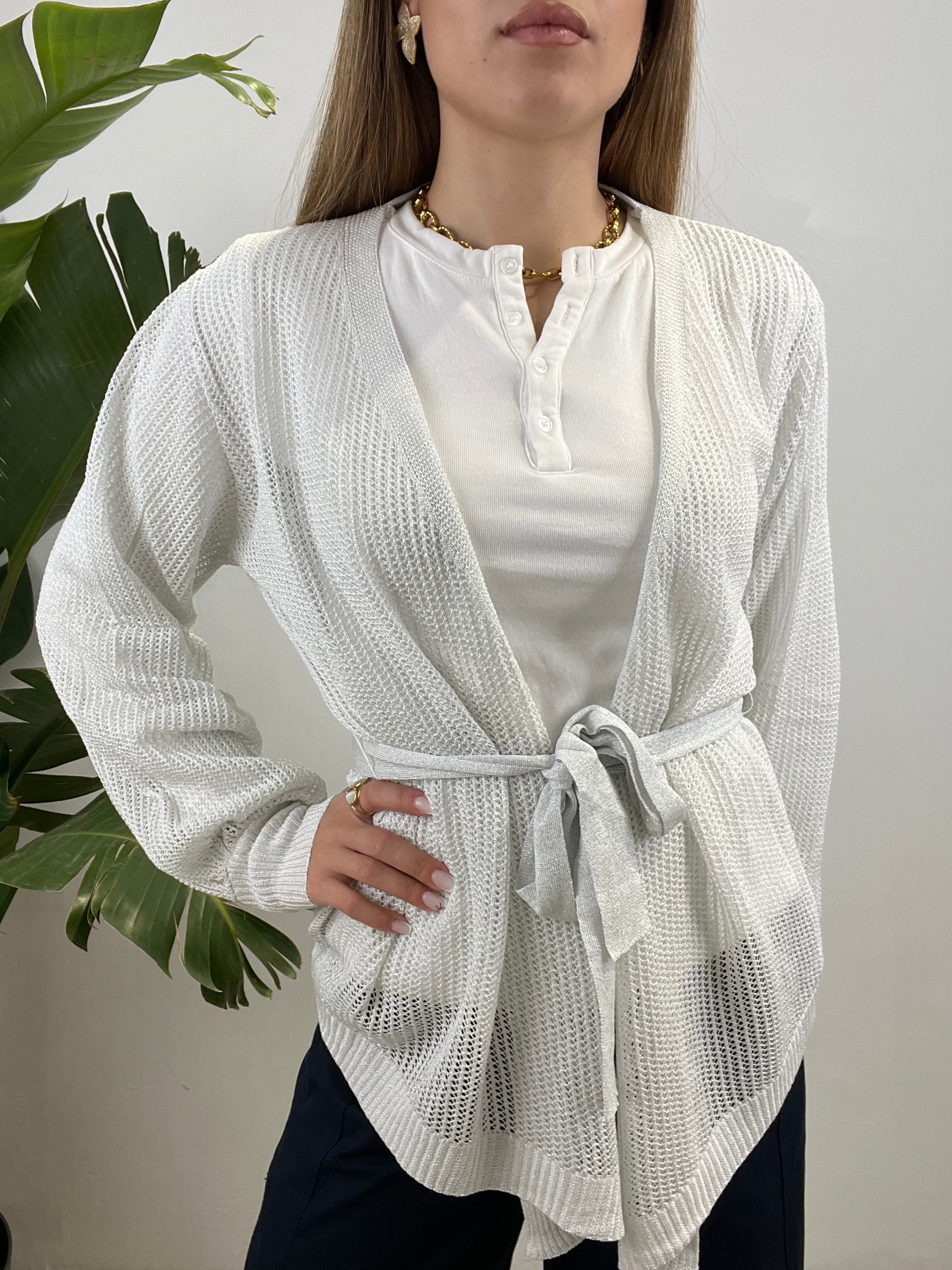 CARDIGAN TRAFORATO ARGENTO