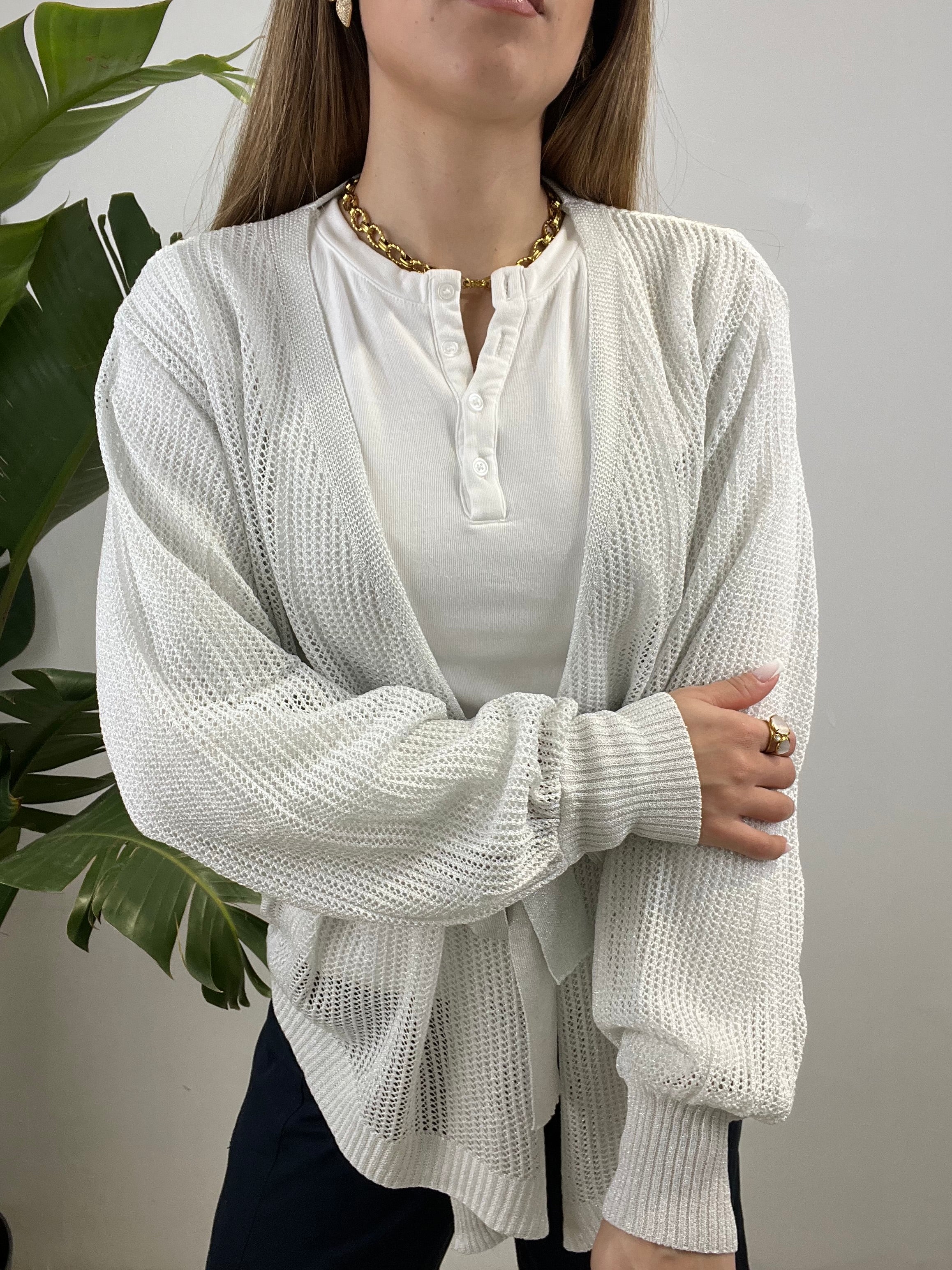 CARDIGAN TRAFORATO ARGENTO