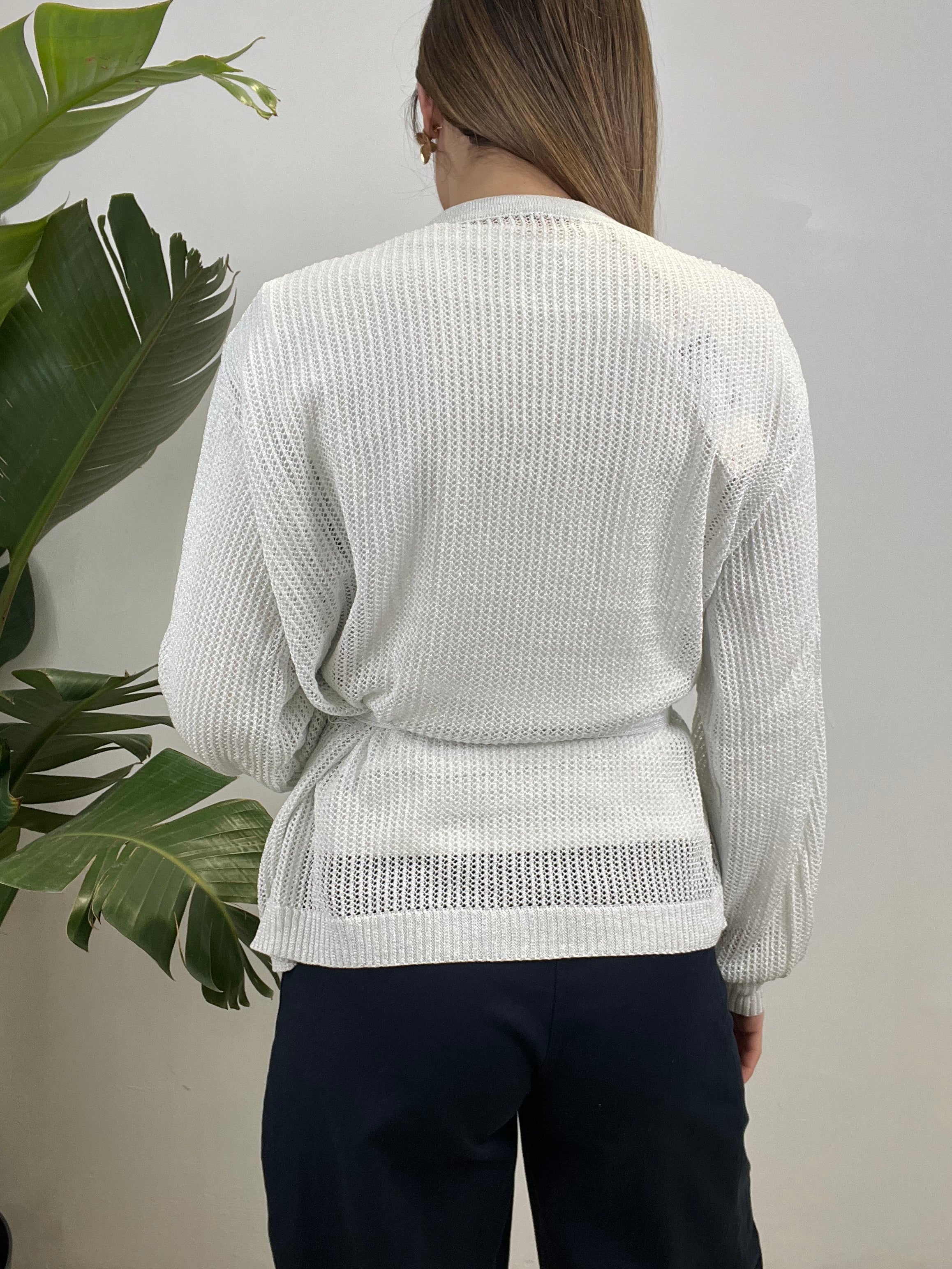 CARDIGAN TRAFORATO ARGENTO